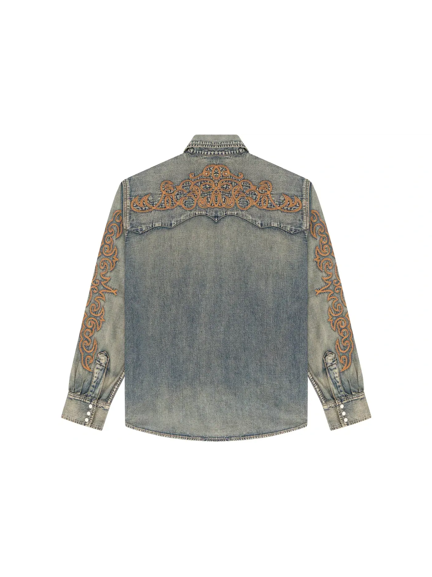 Мужская джинсовая рубашка из селвидж-денима Western Cotton Stitch Denim Tears — изображение 2 из 2, джинсовый синий