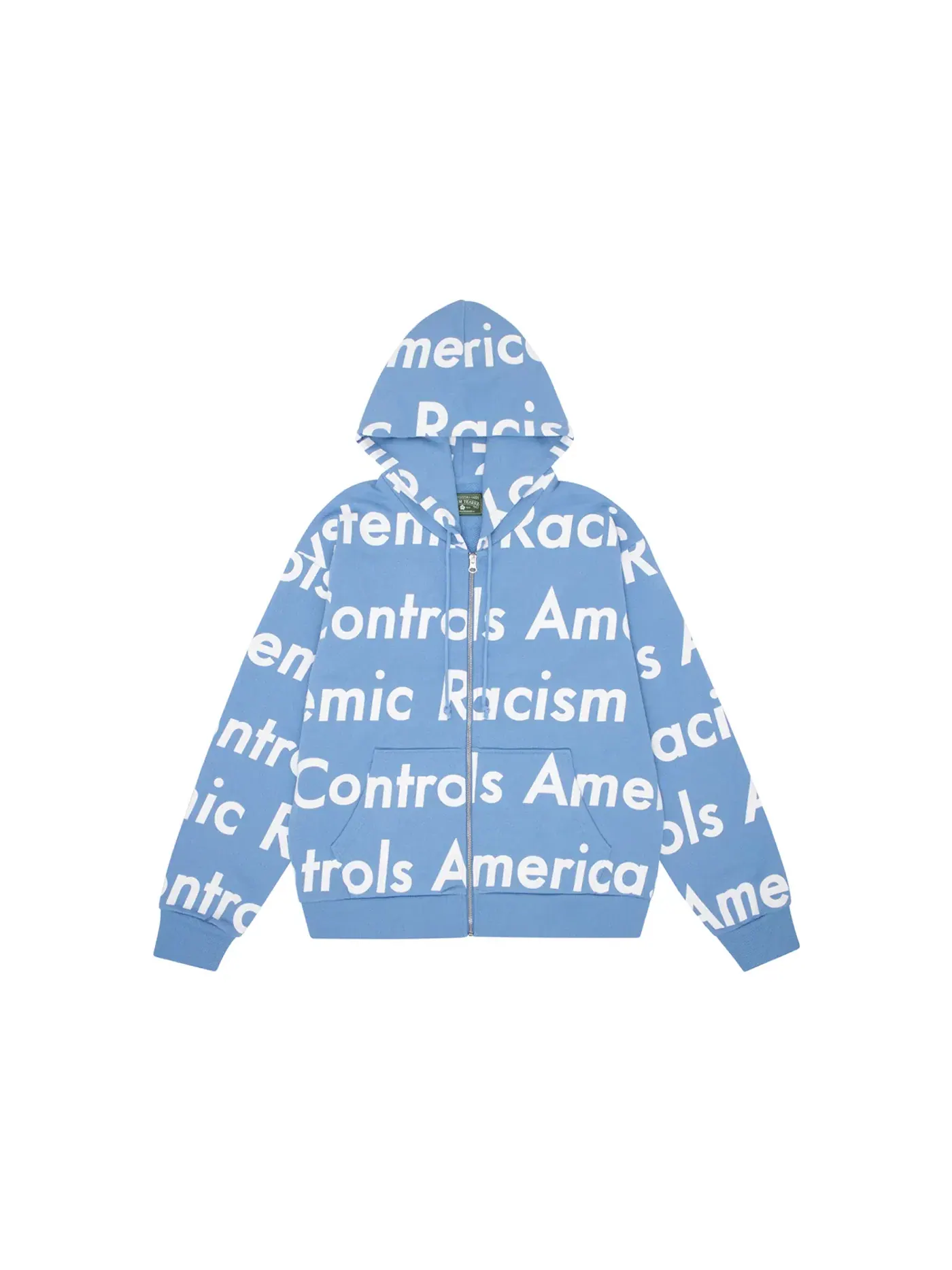 Мужская худи на молнии с принтом Denim Tears x Arthur Jafa Systemic Racism Controls America Zip Up Hoodie, синий