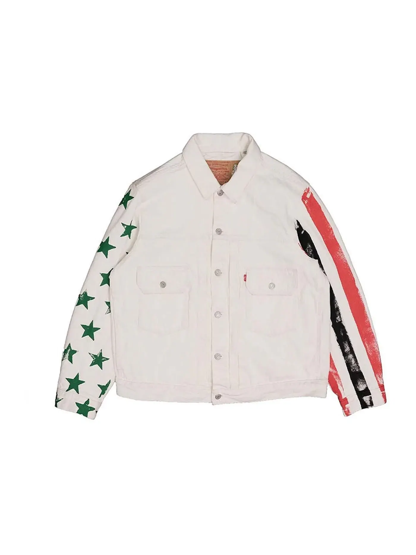 Мужская джинсовая куртка с принтом Denim Tears x CPFM 4th of July Denim Plant Jacket Denim Tears — изображение 1 из 2, белый