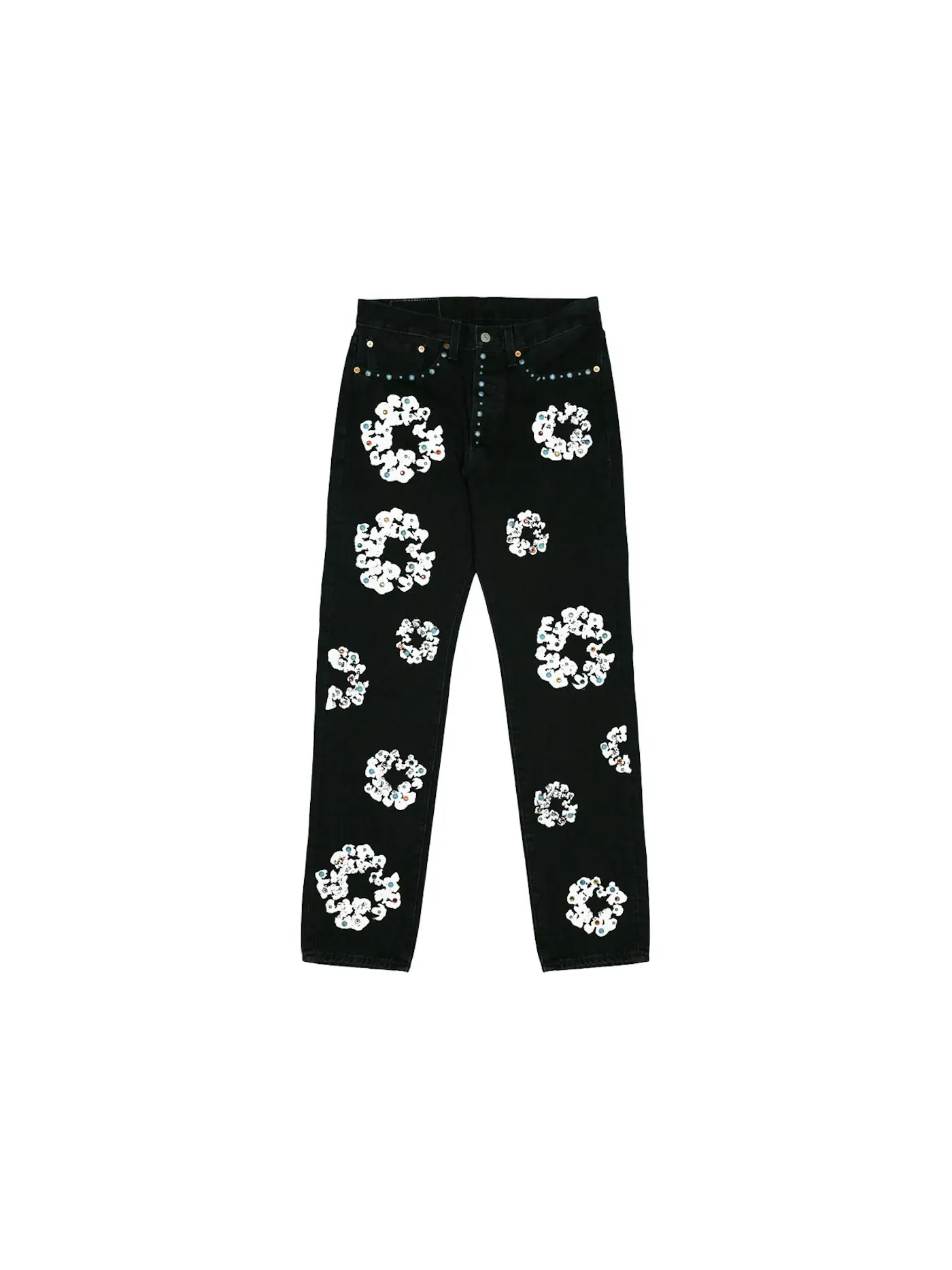 Мужские джинсы с принтом Denim Tears x Levis 501 Cotton Rhinestone Wreath Jeans Denim Tears — изображение 1 из 2, черный
