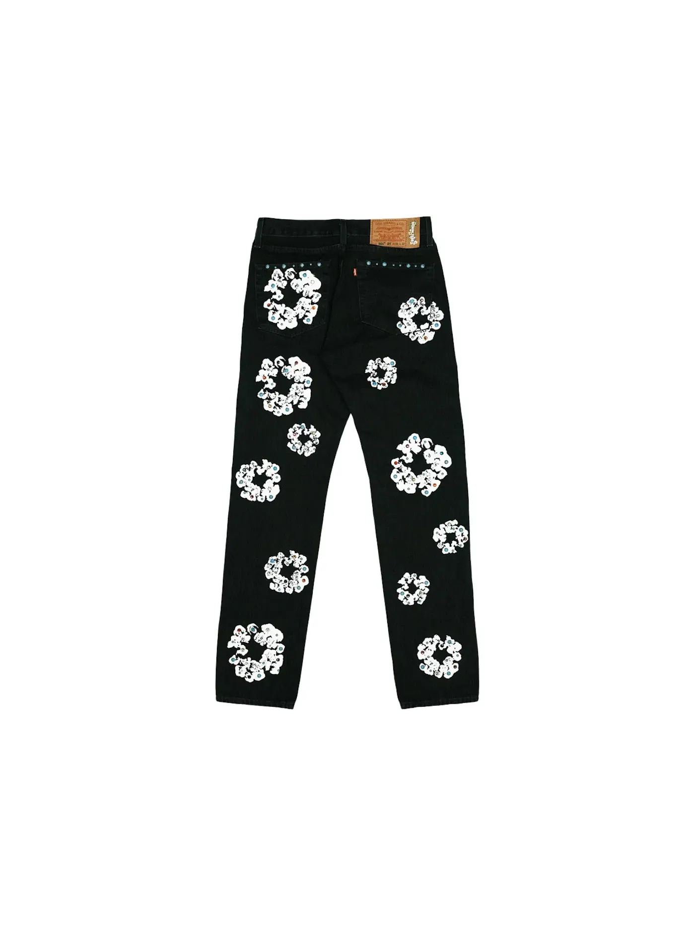Мужские джинсы с принтом Denim Tears x Levis 501 Cotton Rhinestone Wreath Jeans Denim Tears — изображение 2 из 2, черный