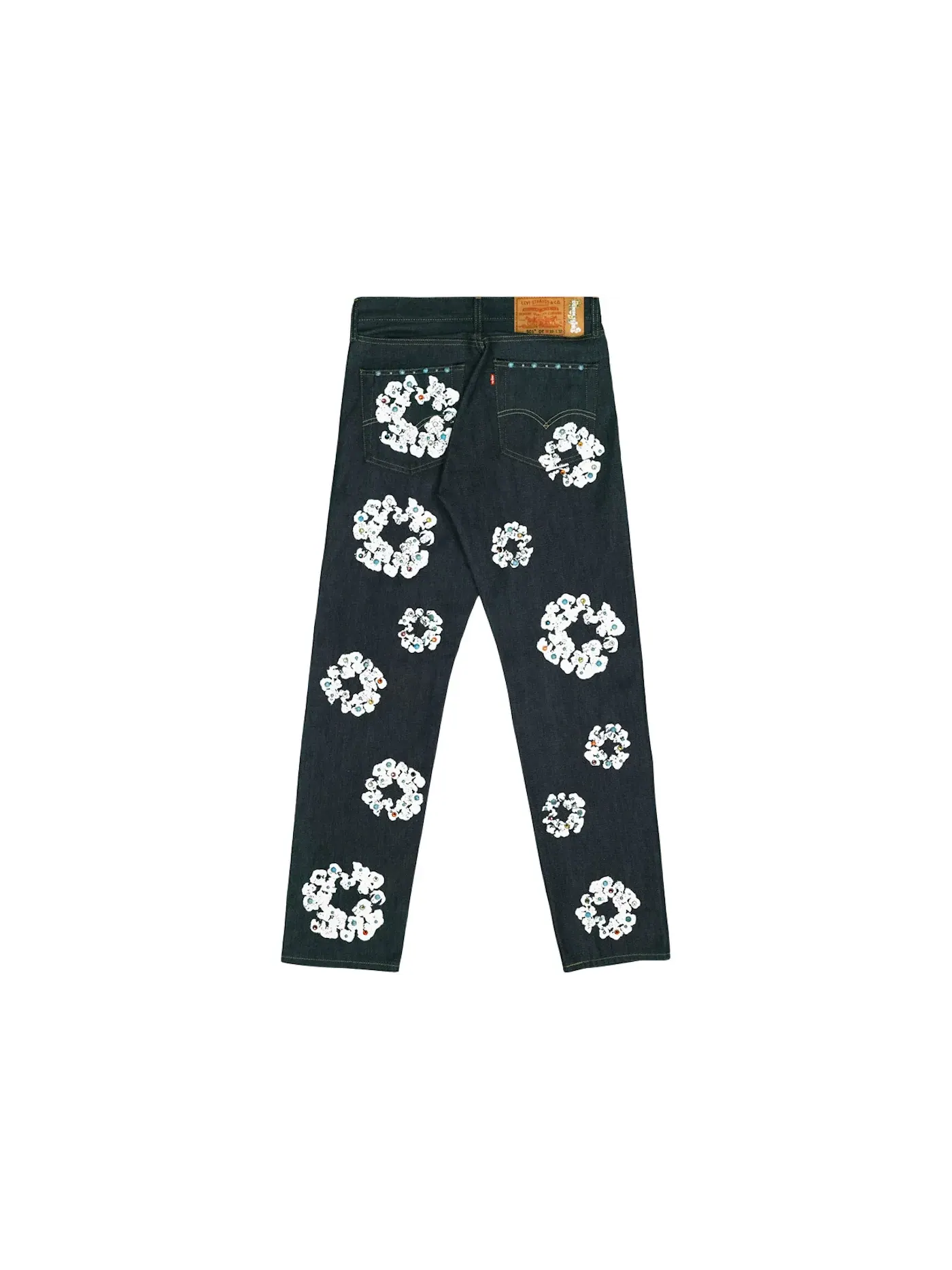 Мужские джинсы с принтом Denim Tears x Levis 501 Cotton Rhinestone Wreath Jeans, Raw — изображение 2 из 2
