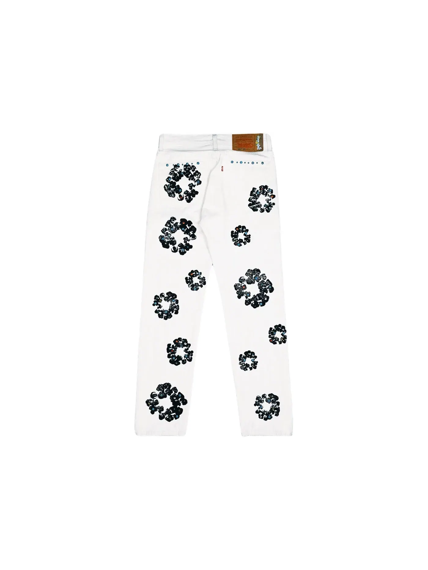 Мужские джинсы с принтом Denim Tears x Levis 501 Cotton Rhinestone Wreath Jeans — изображение 2 из 2, белый