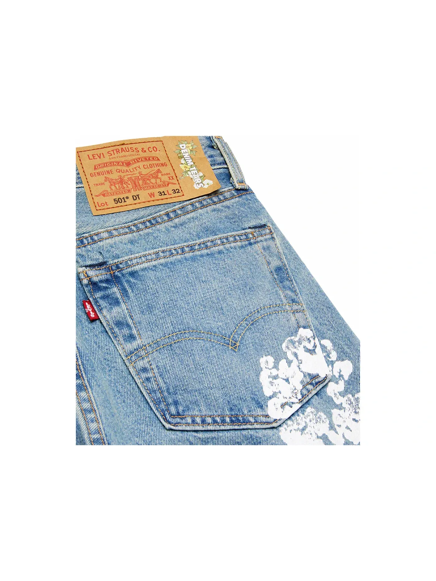 Мужские джинсы Cotton Wreath Denim Tears — изображение 3 из 4, светлая стирка