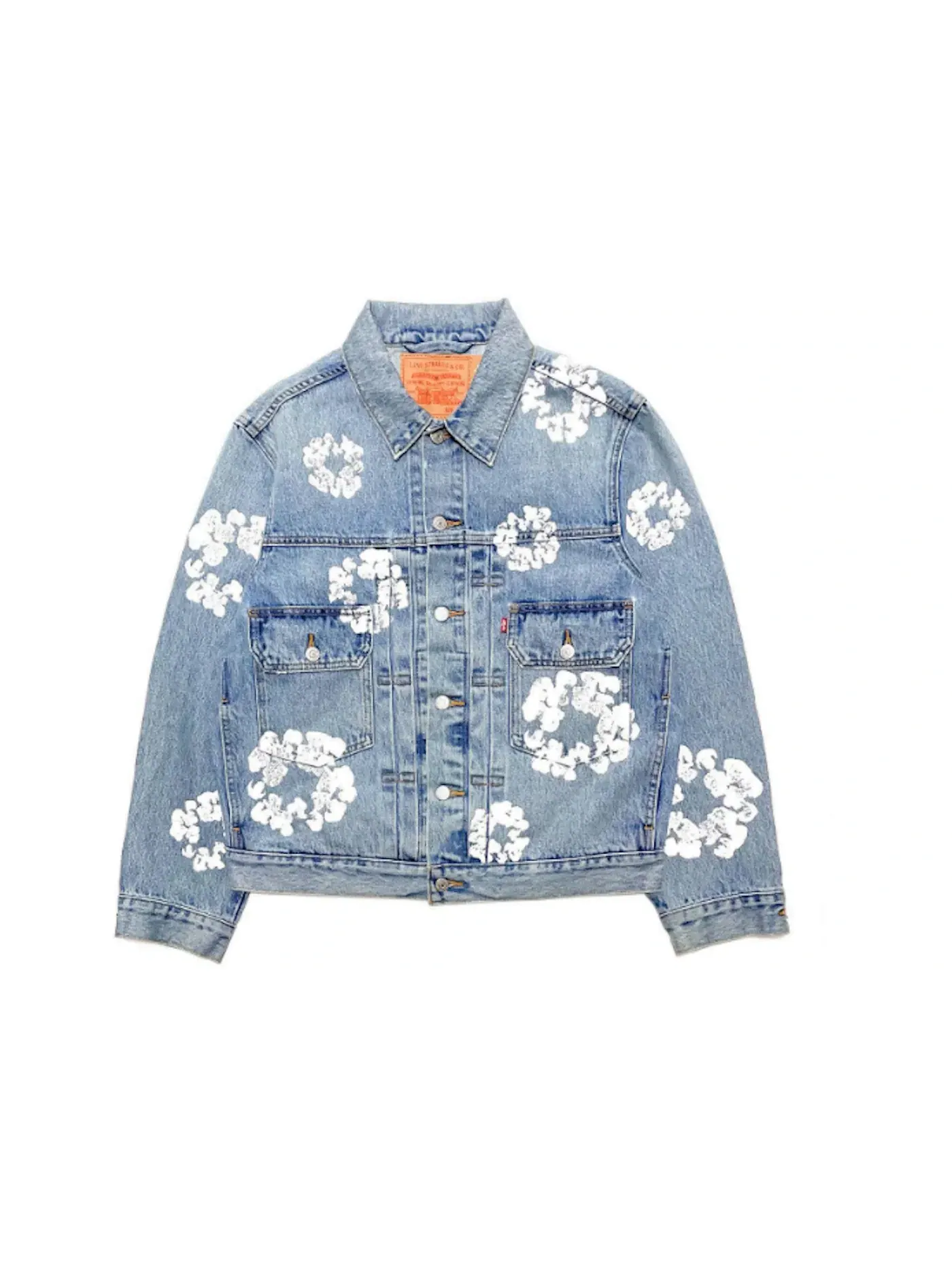 Мужская джинсовая куртка с принтом Jacket Denim Tears — изображение 1 из 1, светлый синий