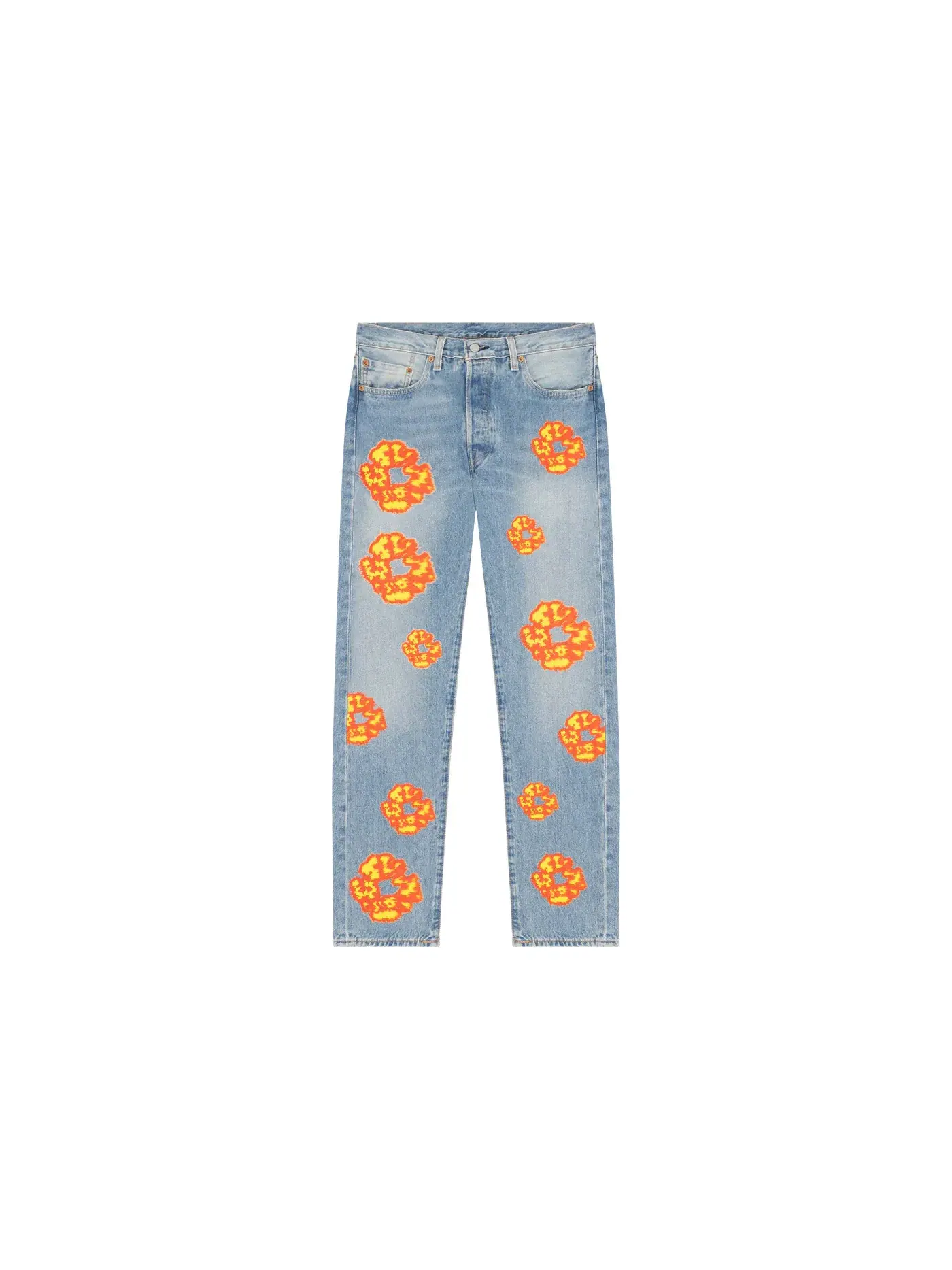 Мужские джинсы с ручной росписью Denim Tears Jeans — изображение 1 из 2, светлая стирка