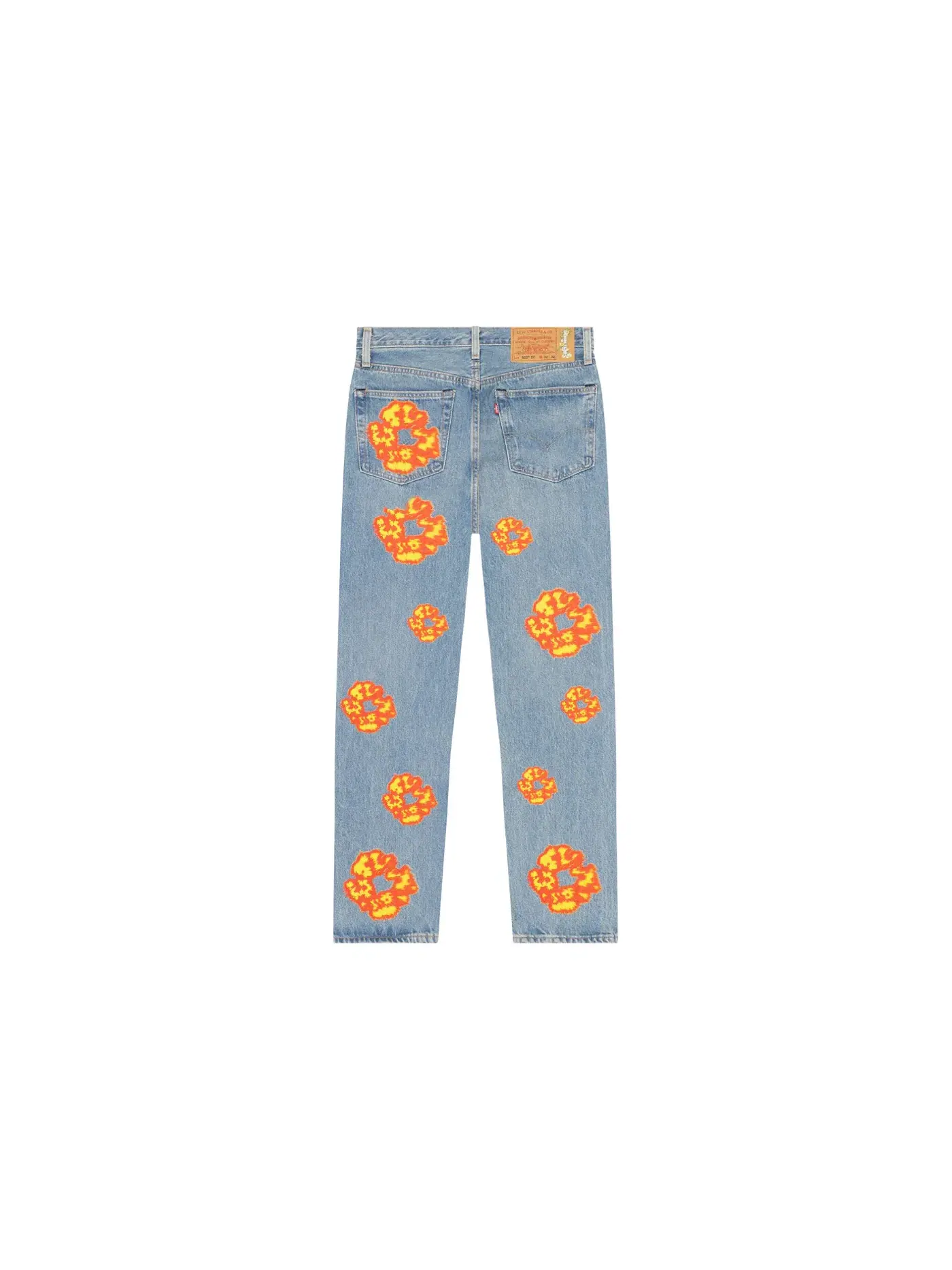 Мужские джинсы с ручной росписью Denim Tears Jeans — изображение 2 из 2, светлая стирка