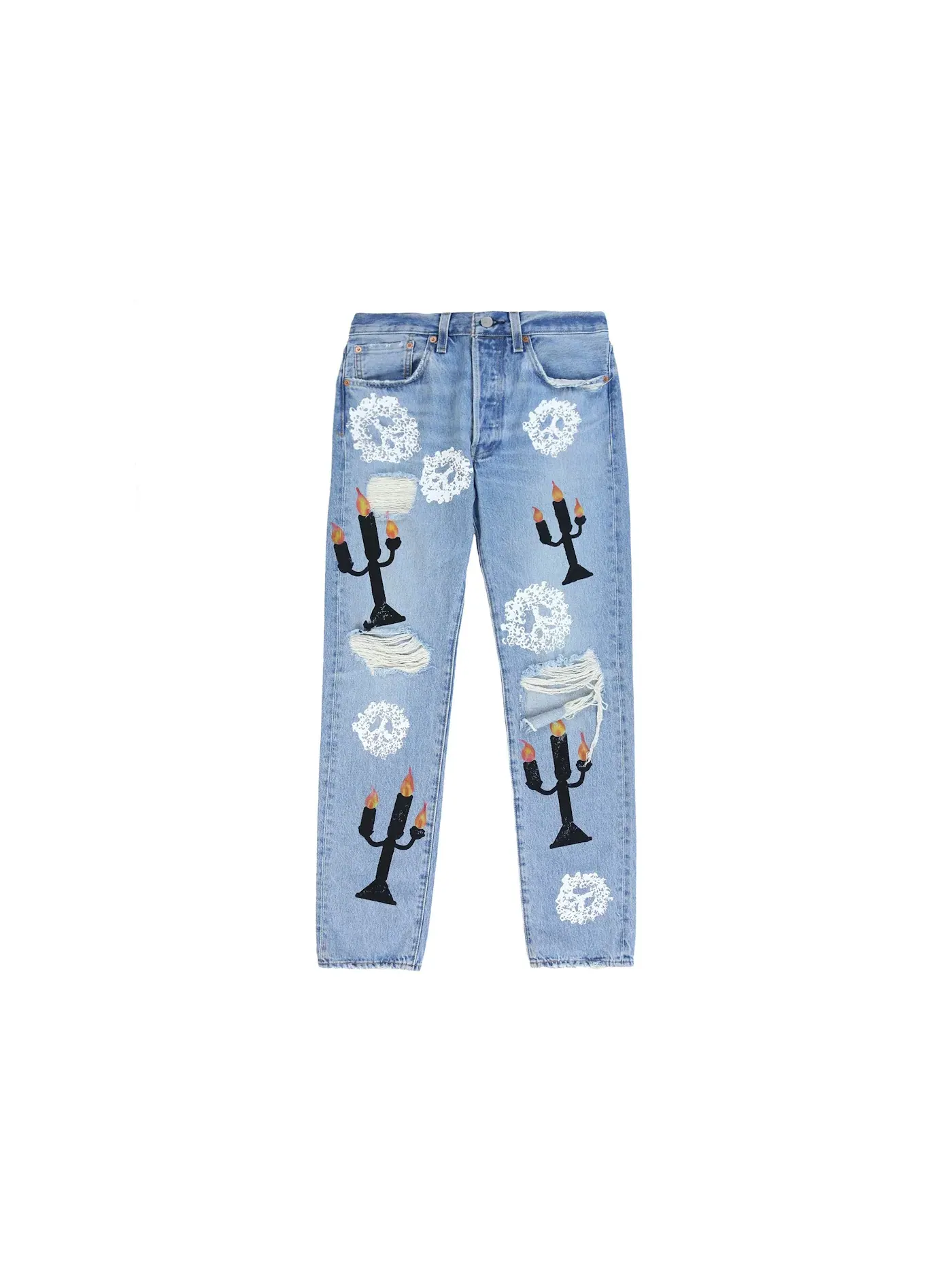 Мужские джинсы с принтом Message in a Tear Denim Tears — изображение 1 из 3, синий