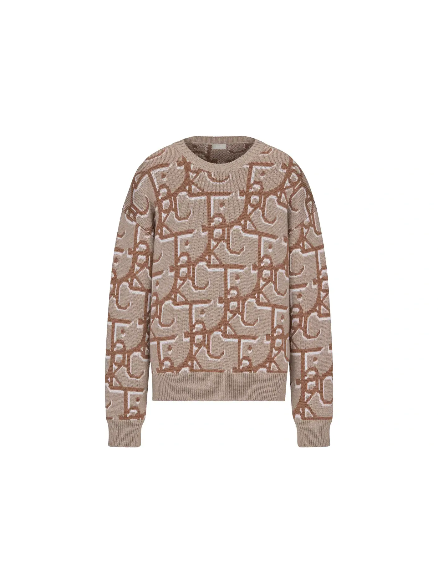 Мужской джемпер оверсайз с принтом Dior x CACTUS JACK Sweater — изображение 1 из 2, бежевый/коричневый