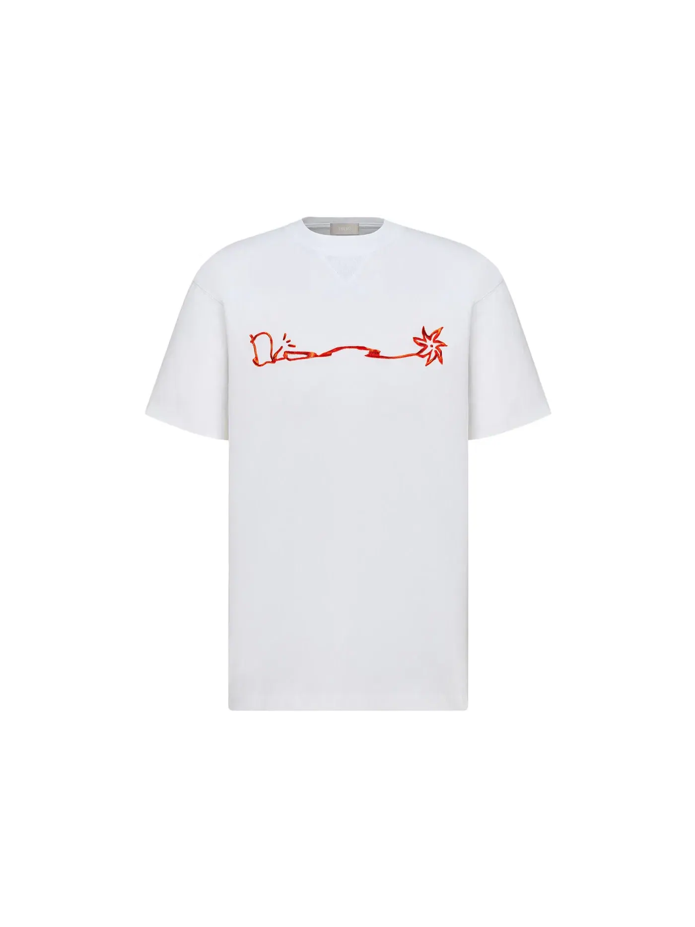 Мужская футболка оверсайз Dior x CACTUS JACK T-shirt — изображение 1 из 1, белый/красный