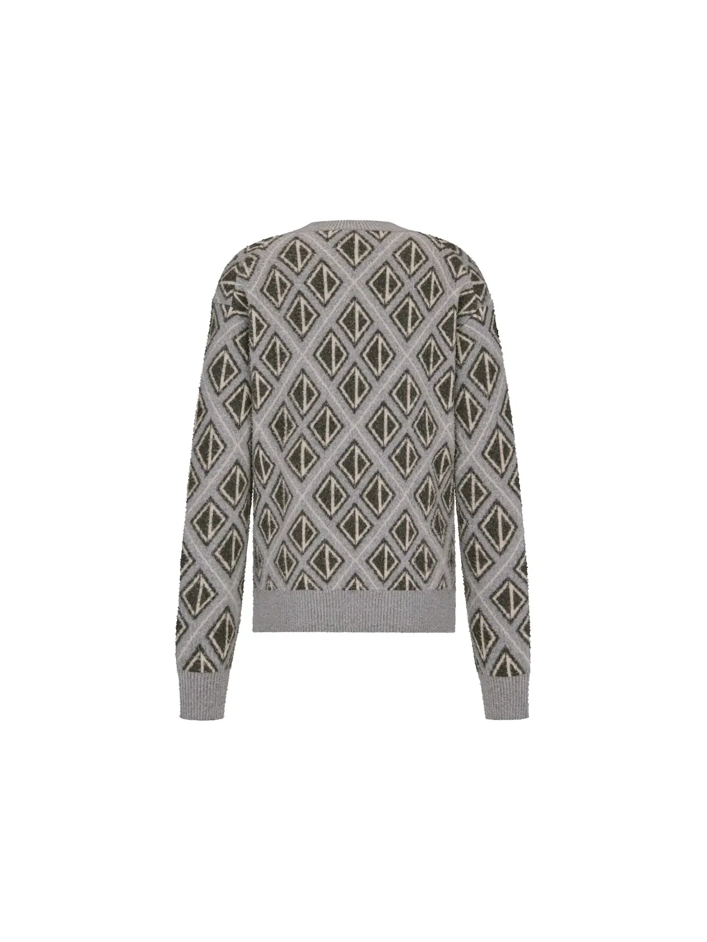 Мужской свитер с ромбовидным мотивом CD Diamond Sweater with CD Diamond Motif Dior — изображение 2 из 2, серый
