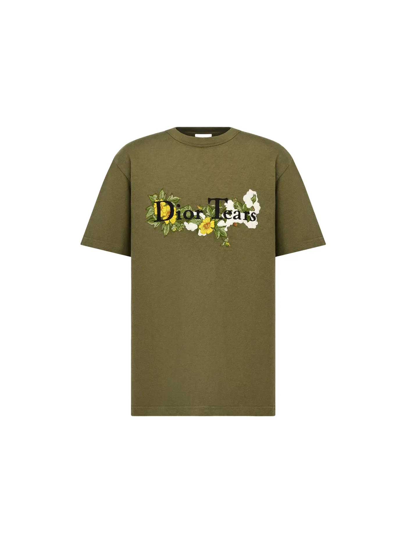 Мужская футболка свободного кроя Dior x Denim Tears Relaxed-Fit T-Shirt — изображение 1 из 2, хаки