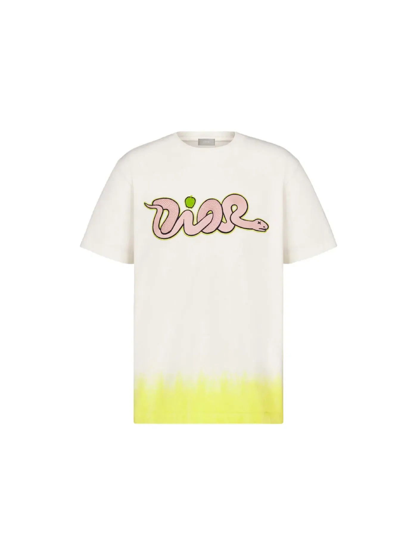 Мужская футболка свободного кроя Dior x KAWS Relaxed Fit T-shirt Dior — изображение 1 из 1, белый желтый
