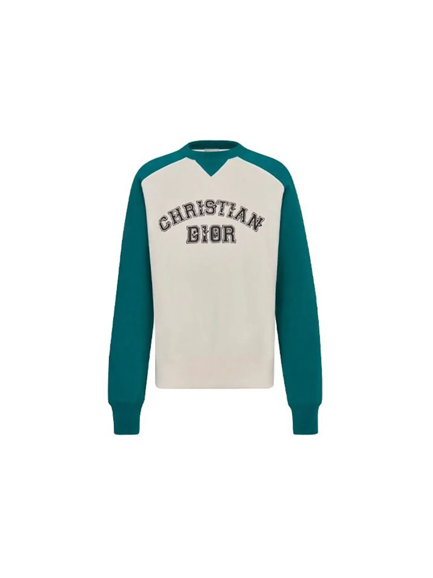 Мужской свитшот с принтом Dior x Kenny Scharf Varsity Crewneck Dior — изображение 1 из 2, зеленый/белый