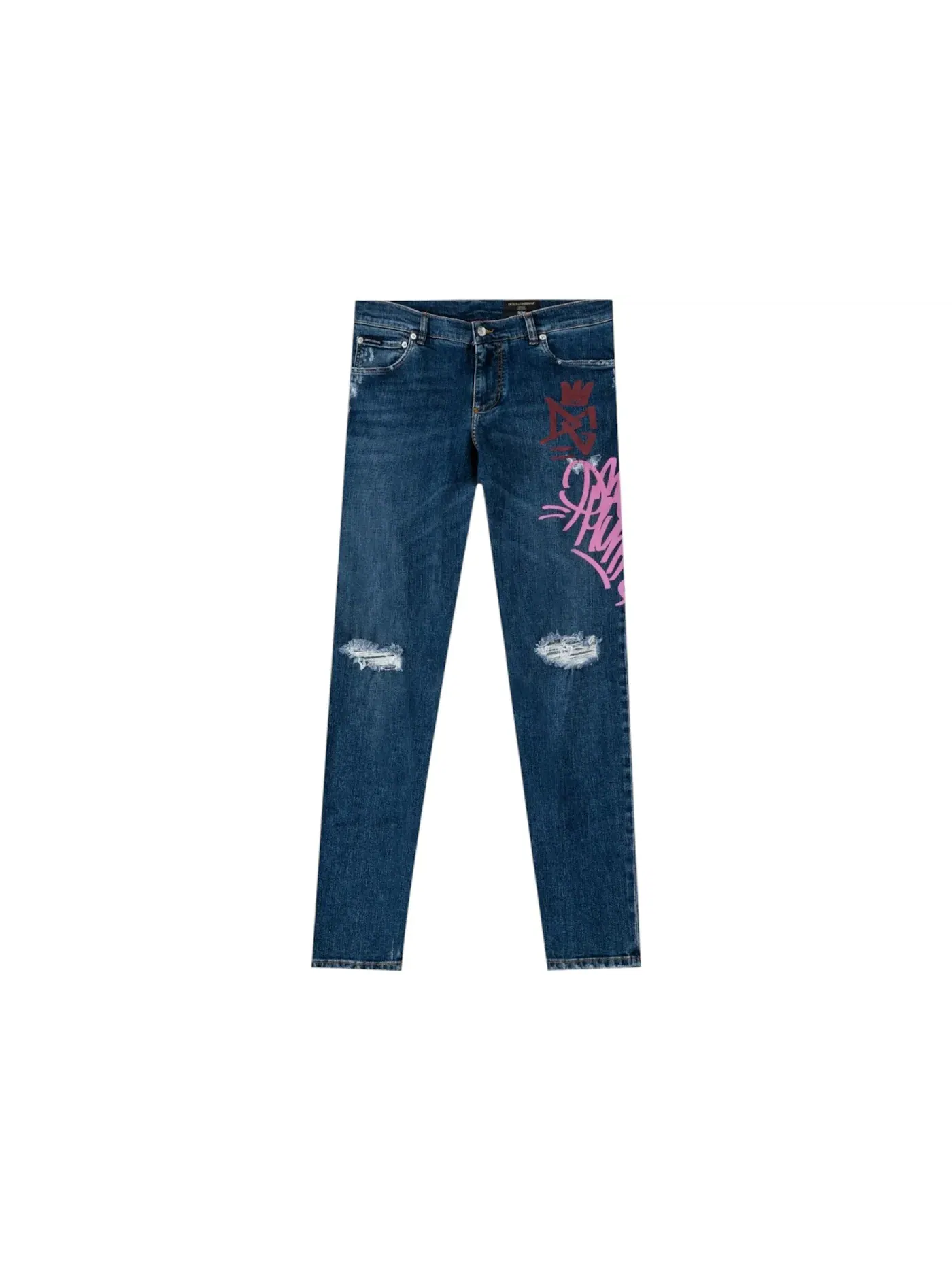 Мужские джинсы с принтом Graffiti Distressed Dolce & Gabbana