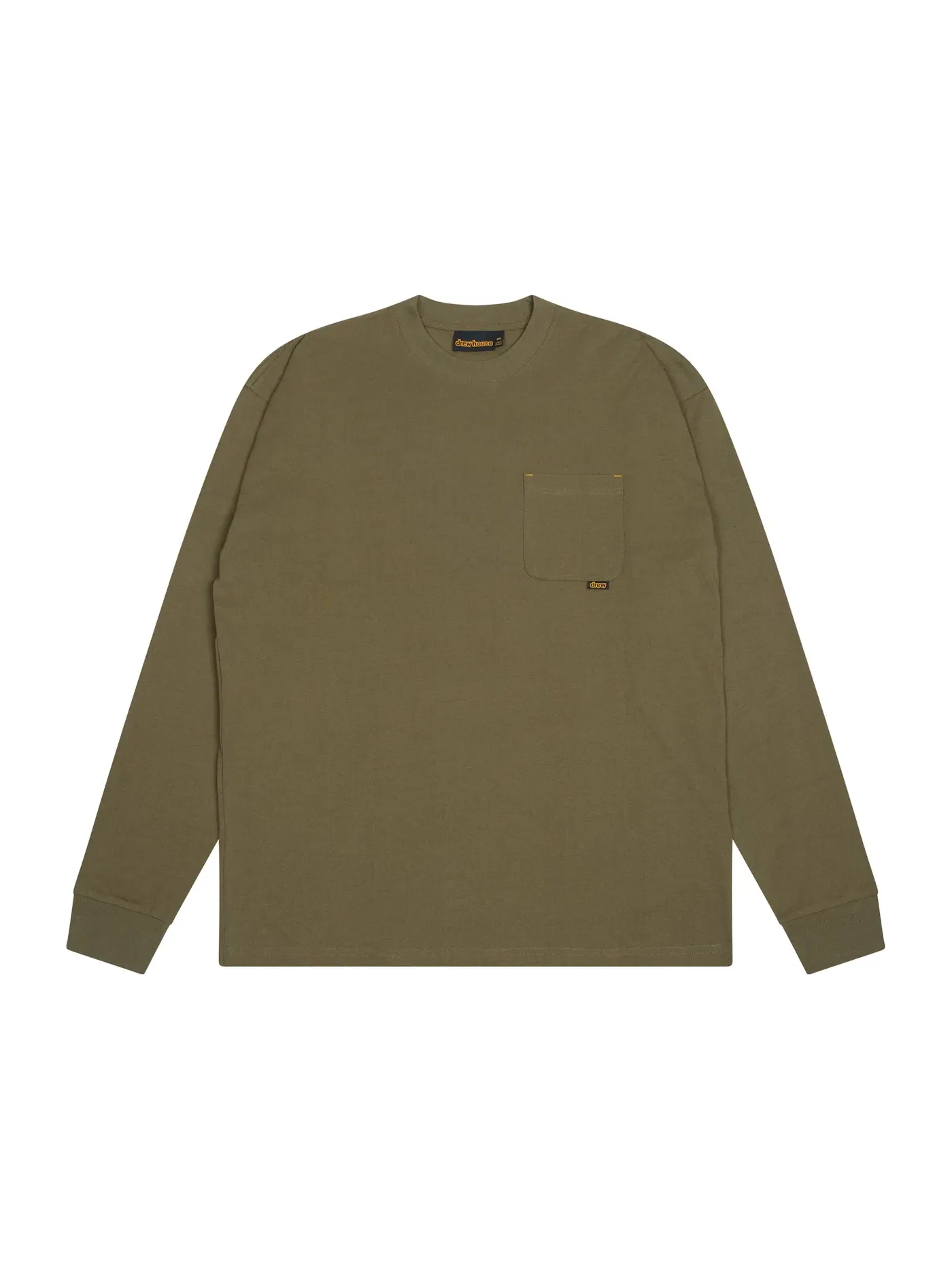 Мужская футболка с длинным рукавом L/S Pocket Tee drew house — изображение 1 из 1, оливковый