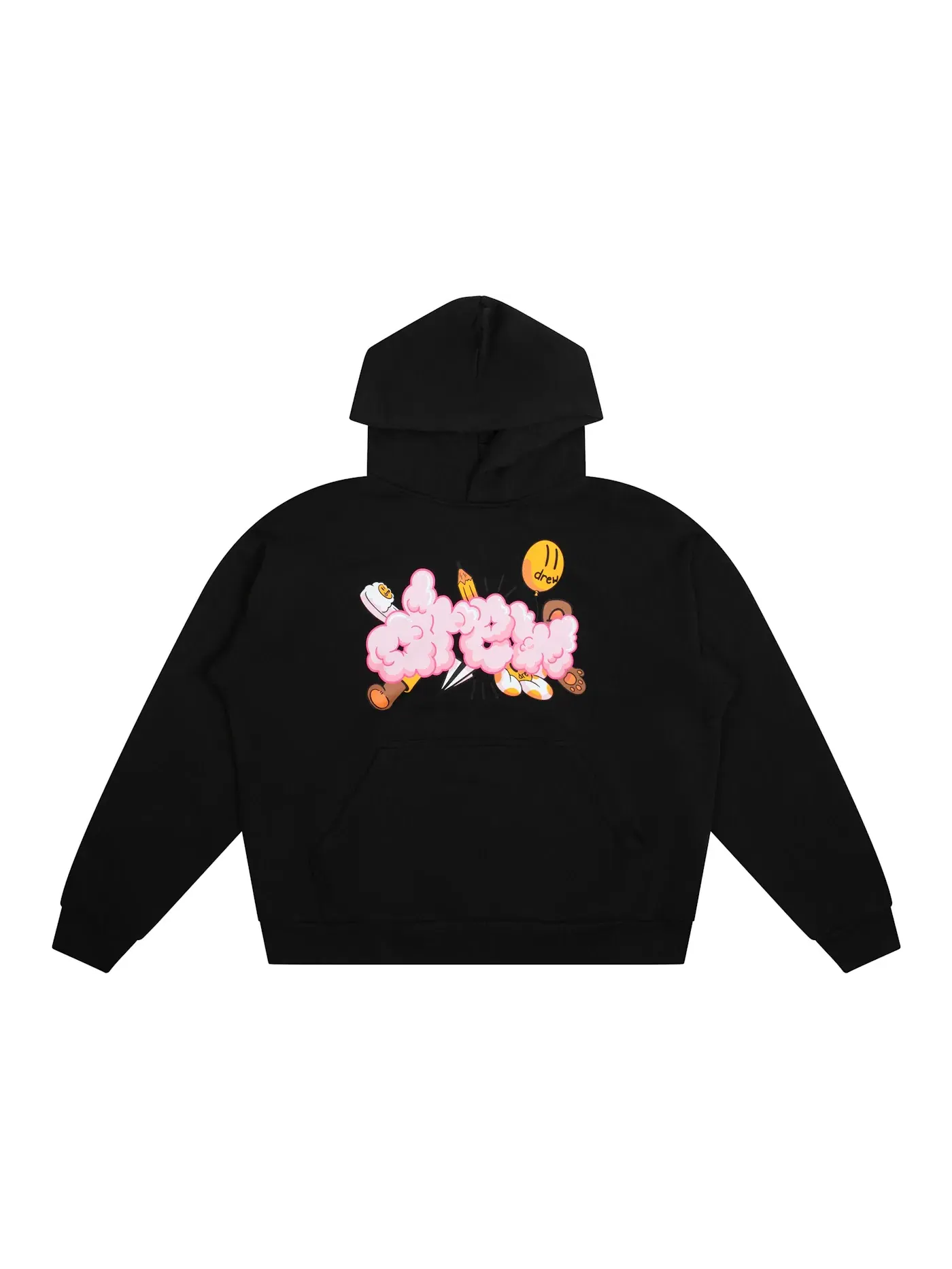 Мужской худи с принтом drew house Doodle Joy Hoodie — изображение 1 из 2, черный