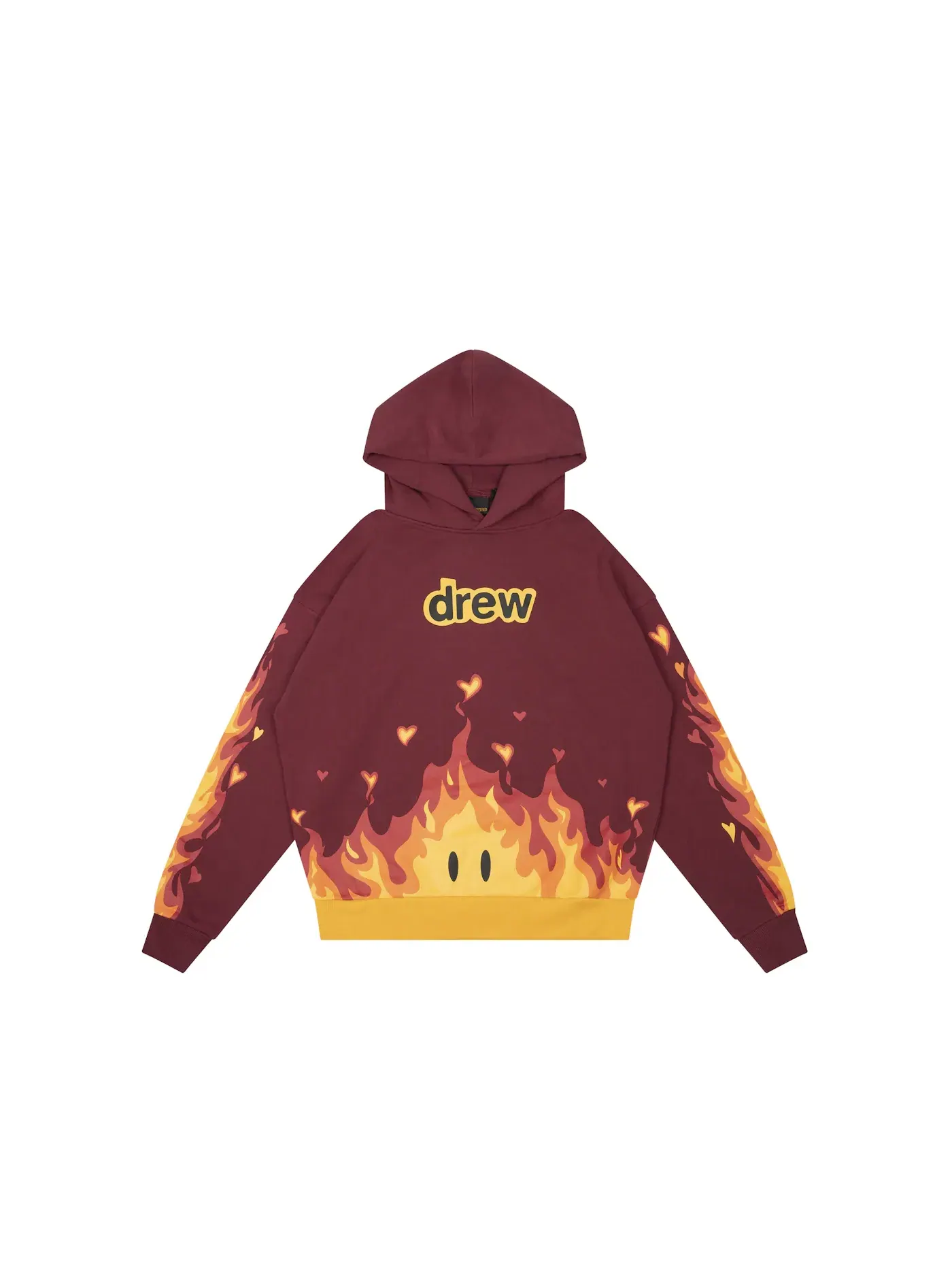 Мужской худи с принтом Fire Hoodie drew house — изображение 1 из 2, бордовый