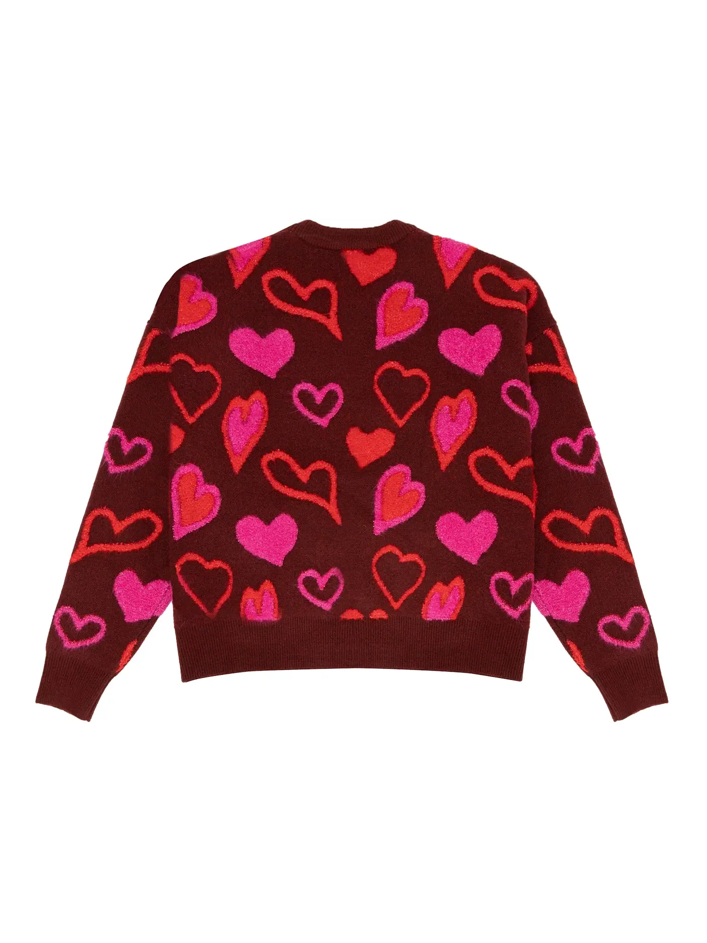Мужской свитер с принтом Scribble Hearts drew house — изображение 2 из 2, бордовый