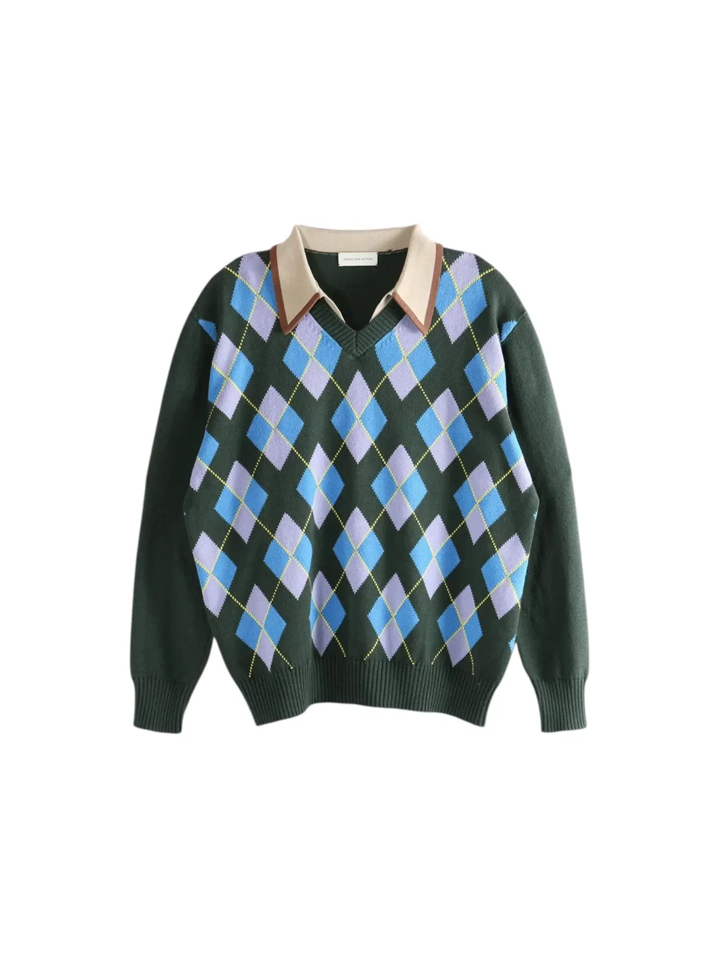 Мужская футболка-поло с длинным рукавом Dries Van Noten Monorail Polo Shirt — изображение 1 из 1, лесной