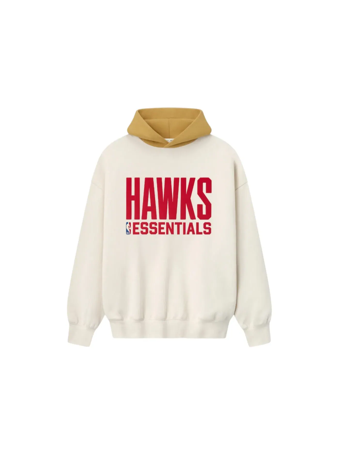 Мужская худи с принтом Fear of God Essentials Atlanta Hawks — изображение 1 из 2, кремовый/желтый