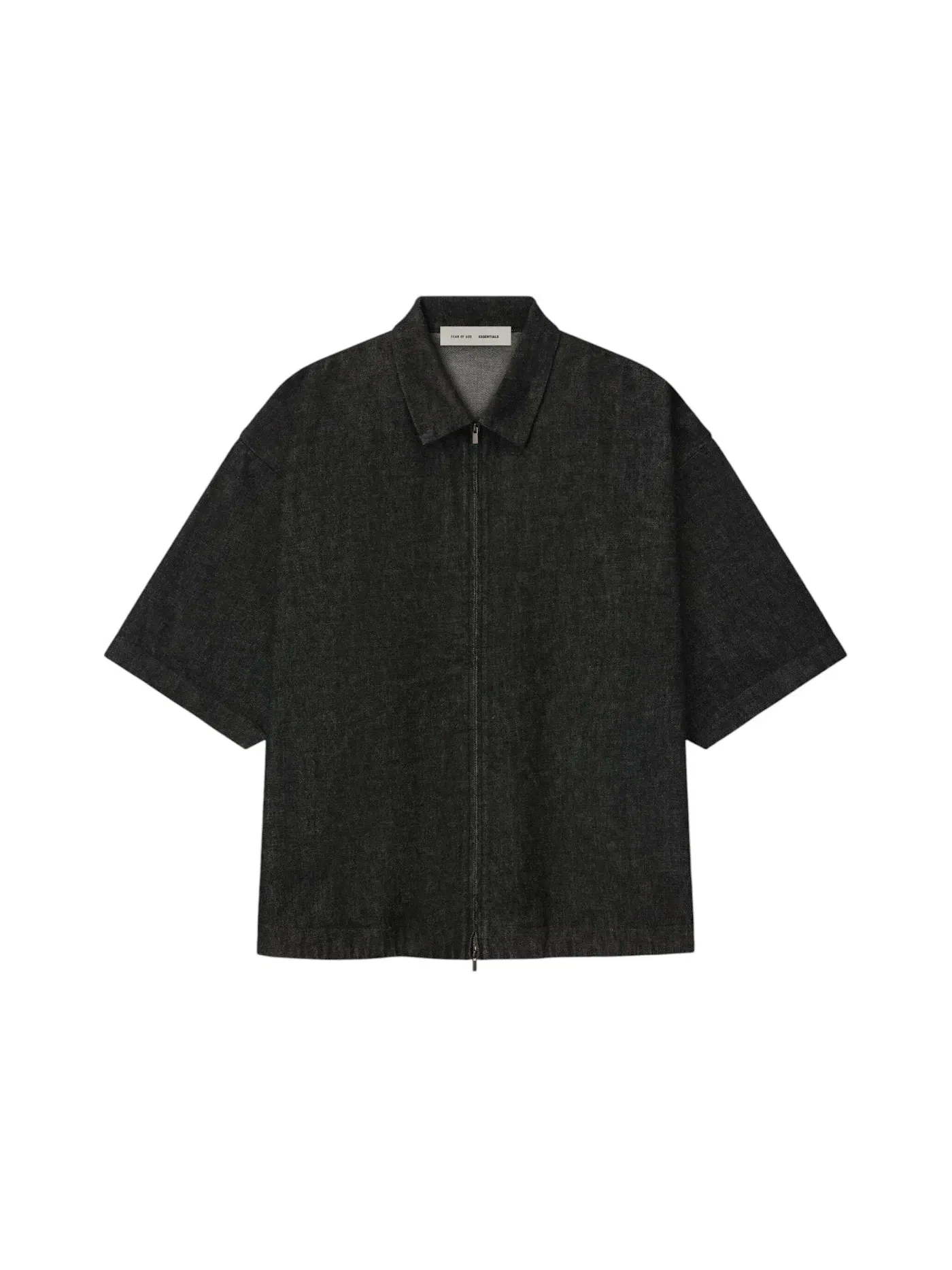 Мужская джинсовая рубашка с полной застежкой-молнией Fear of God Essentials Shirt — изображение 1 из 2, винтажный черный