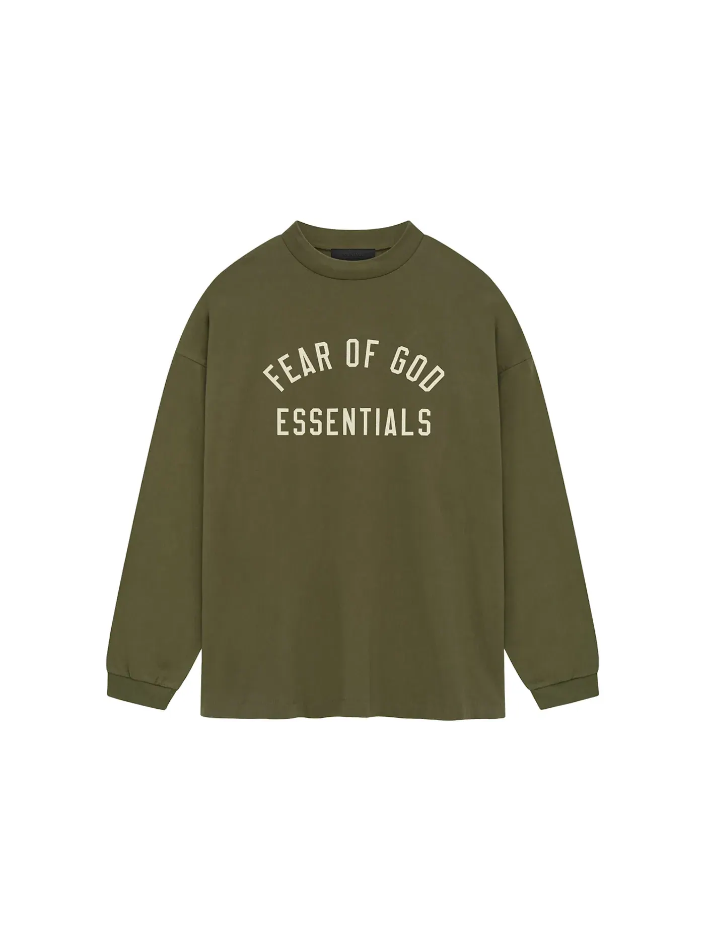 Мужская футболка с длинным рукавом Fear of God Essentials Jersey Long Sleeve Tee — изображение 1 из 2, оливковый