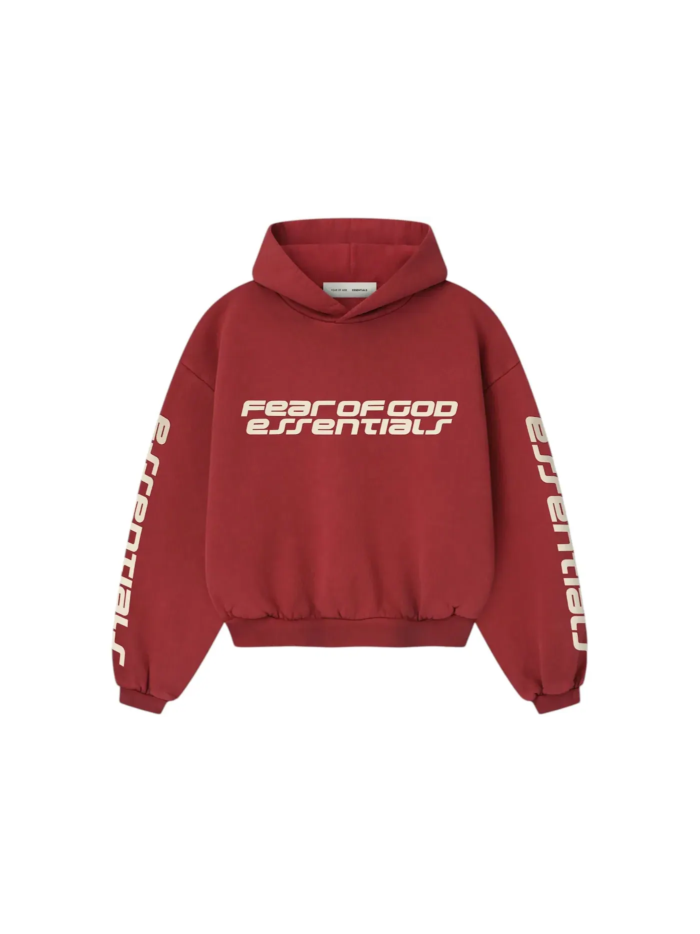 Детский худи с длинным рукавом Fear of God Essentials Kids Classic Hoodie — изображение 1 из 2, красный