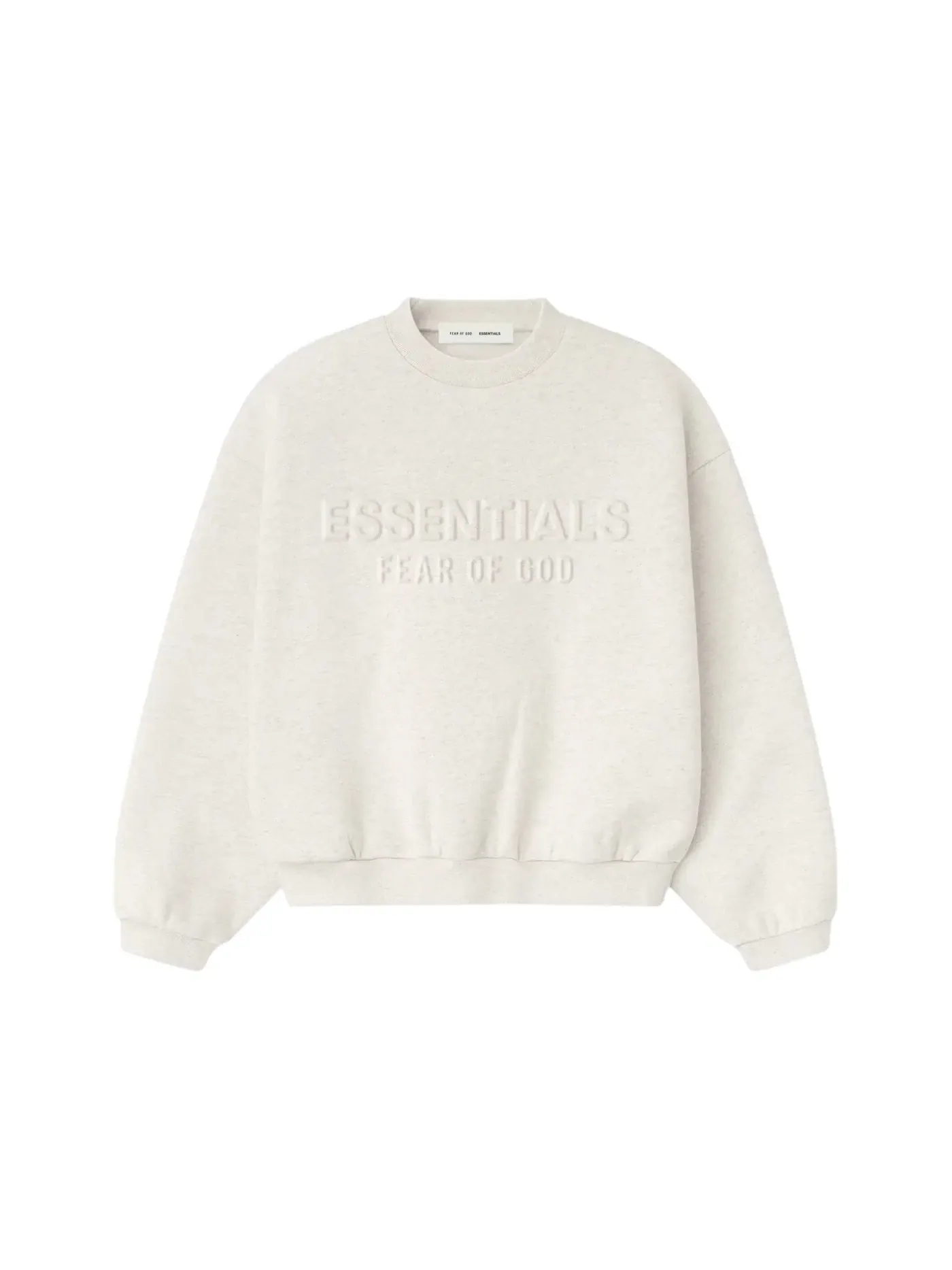 Детский свитшот с принтом Essentials Embossed Classic Crewneck Sweatshirt Fear of God — изображение 1 из 2, овсяный