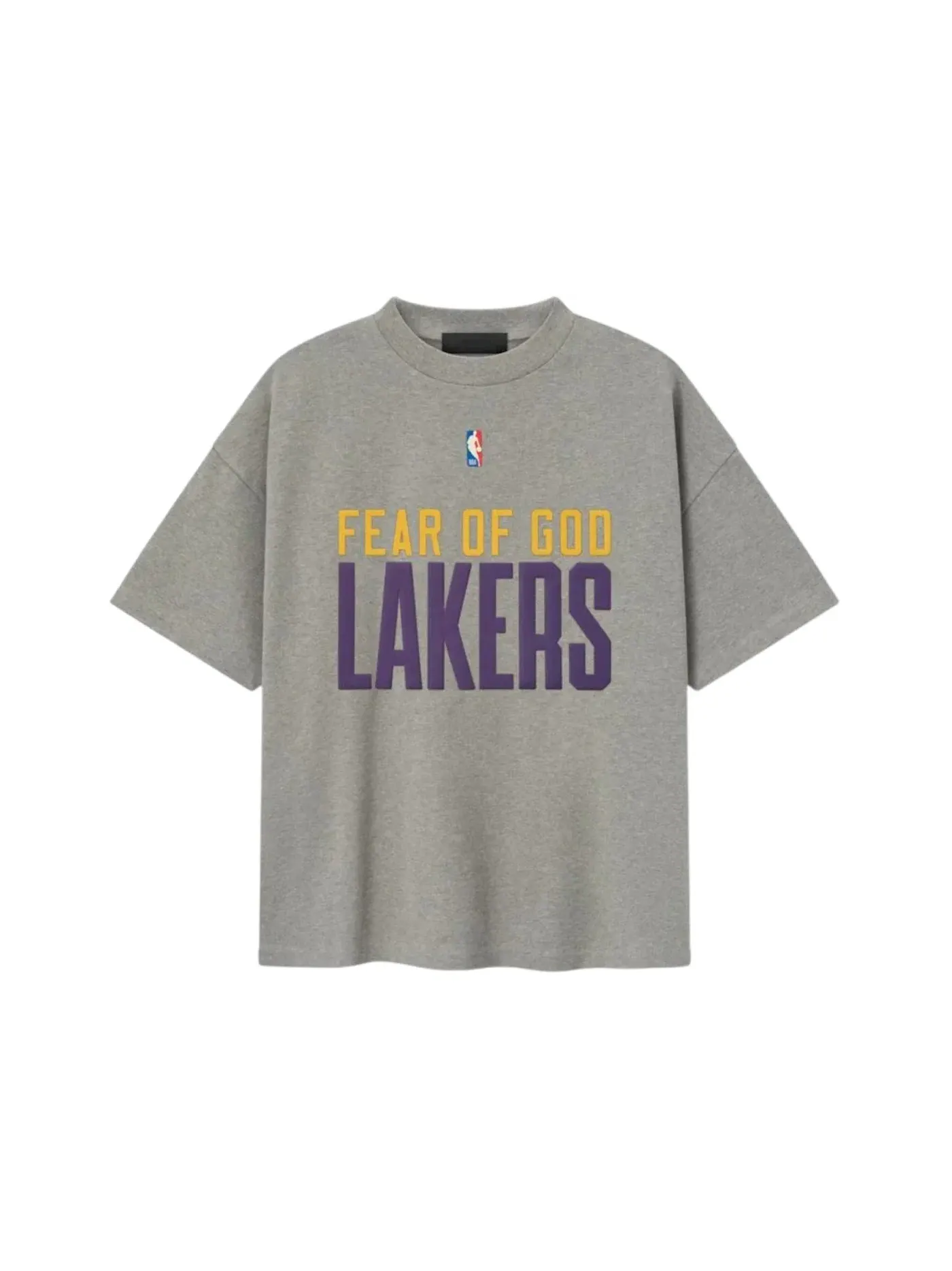 Мужская футболка с принтом Fear of God Essentials Lakers 90's Tee, Concrete Heather — изображение 1 из 2