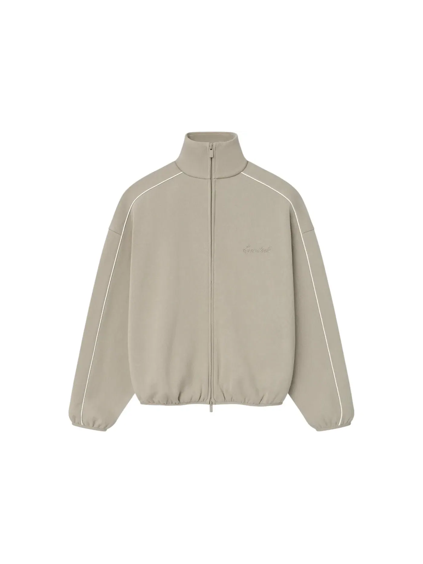 Мужская куртка с принтом Fear of God Essentials Modern Fleece Piping Track Jacket (FW25) — изображение 1 из 1, белый