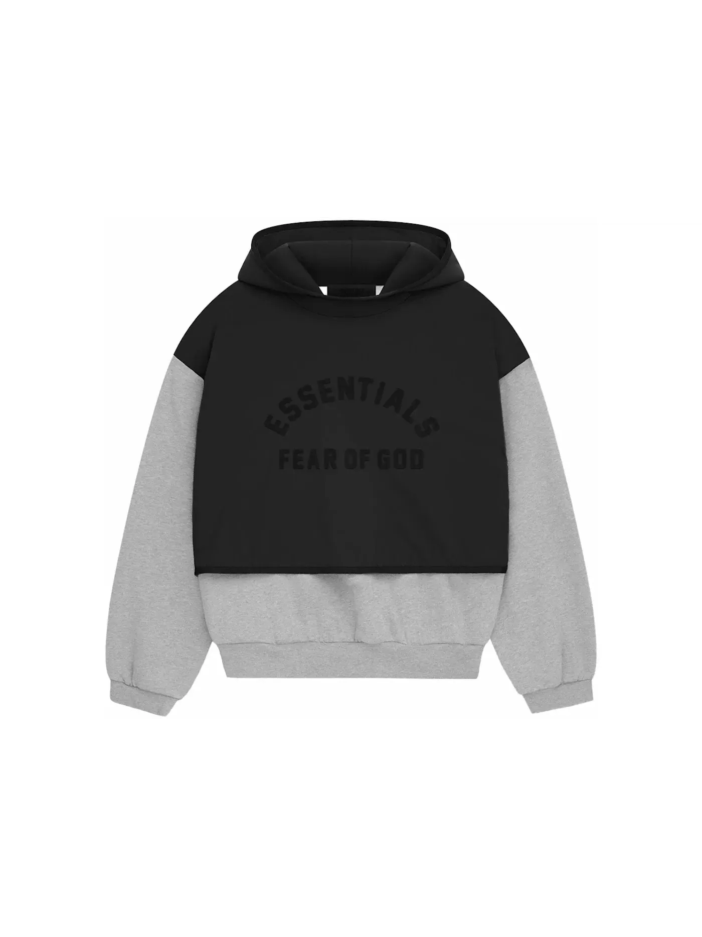 Мужской свитер с капюшоном из нейлона и флиса Sweater Fear of God — изображение 1 из 2, светлый серый/черный
