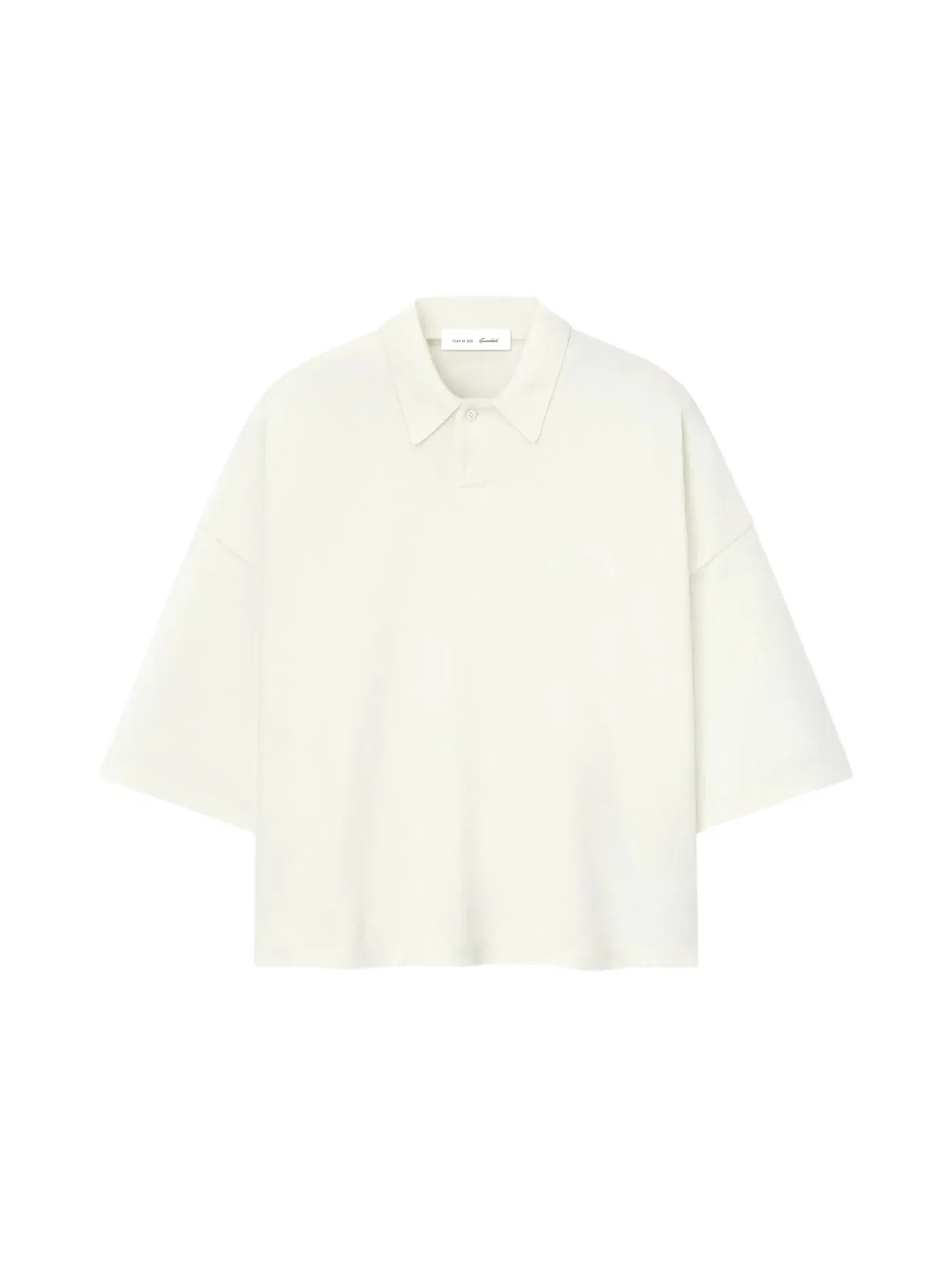 Мужское поло с коротким рукавом Fear of God Essentials Pique Signature 90's Cropped Polo — изображение 1 из 2, белый