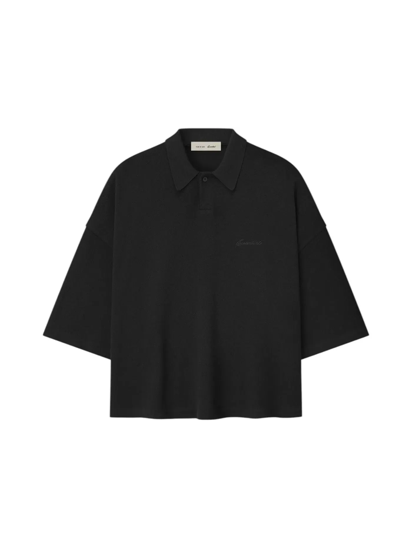 Мужское поло с коротким рукавом Fear of God Essentials Pique Signature 90's Cropped Polo — изображение 1 из 2