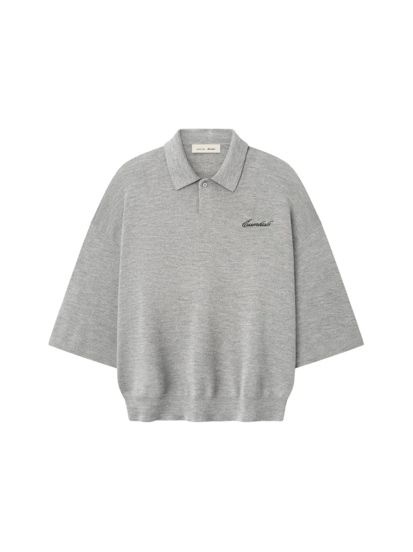 Мужское поло с длинным рукавом 3/4 Fear of God Essentials, Concrete Heather — изображение 1 из 2