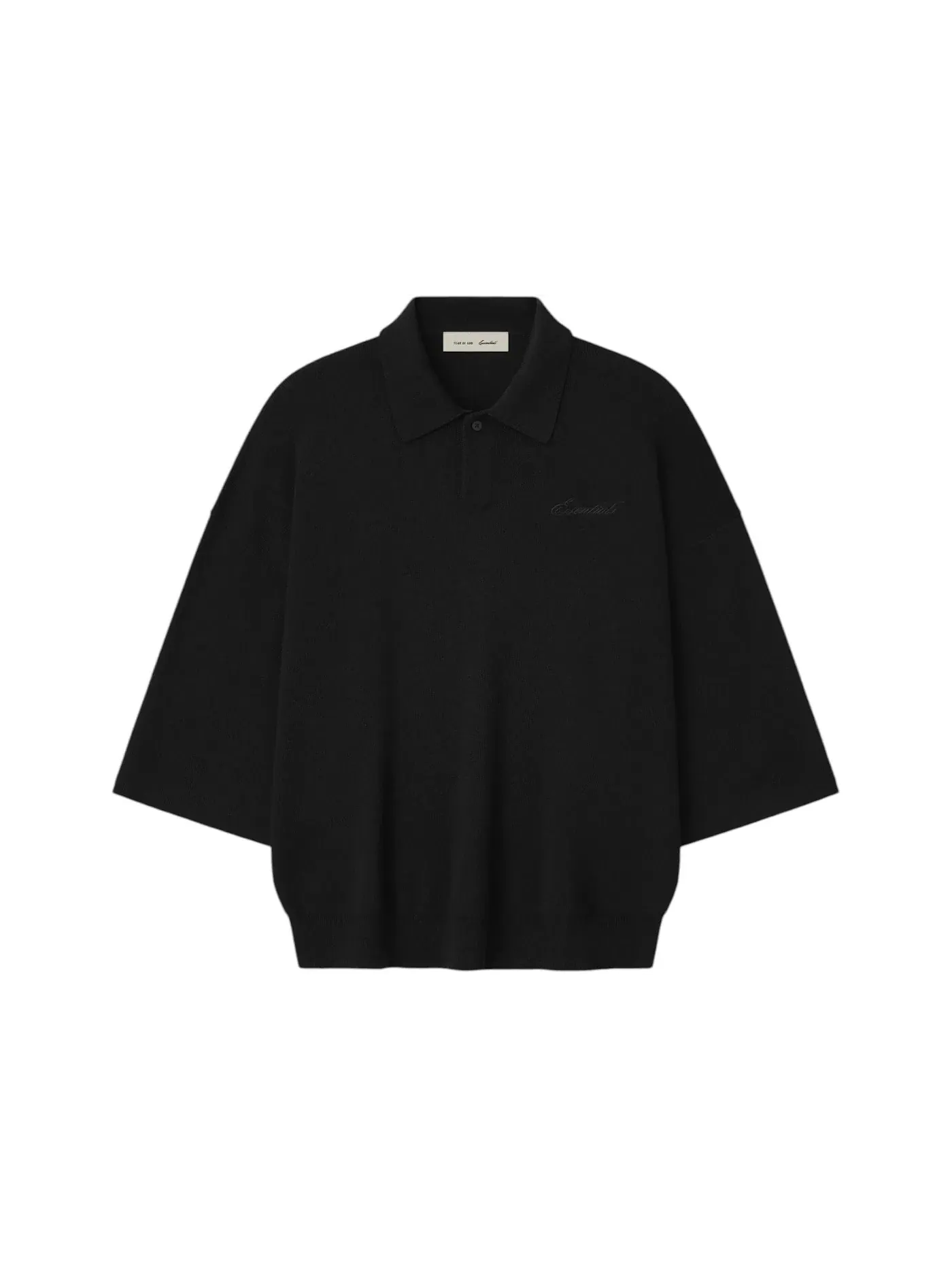 Мужское поло из трикотажа с принтом 3/4 рукав Polo Fear of God — изображение 1 из 2, винтажный черный