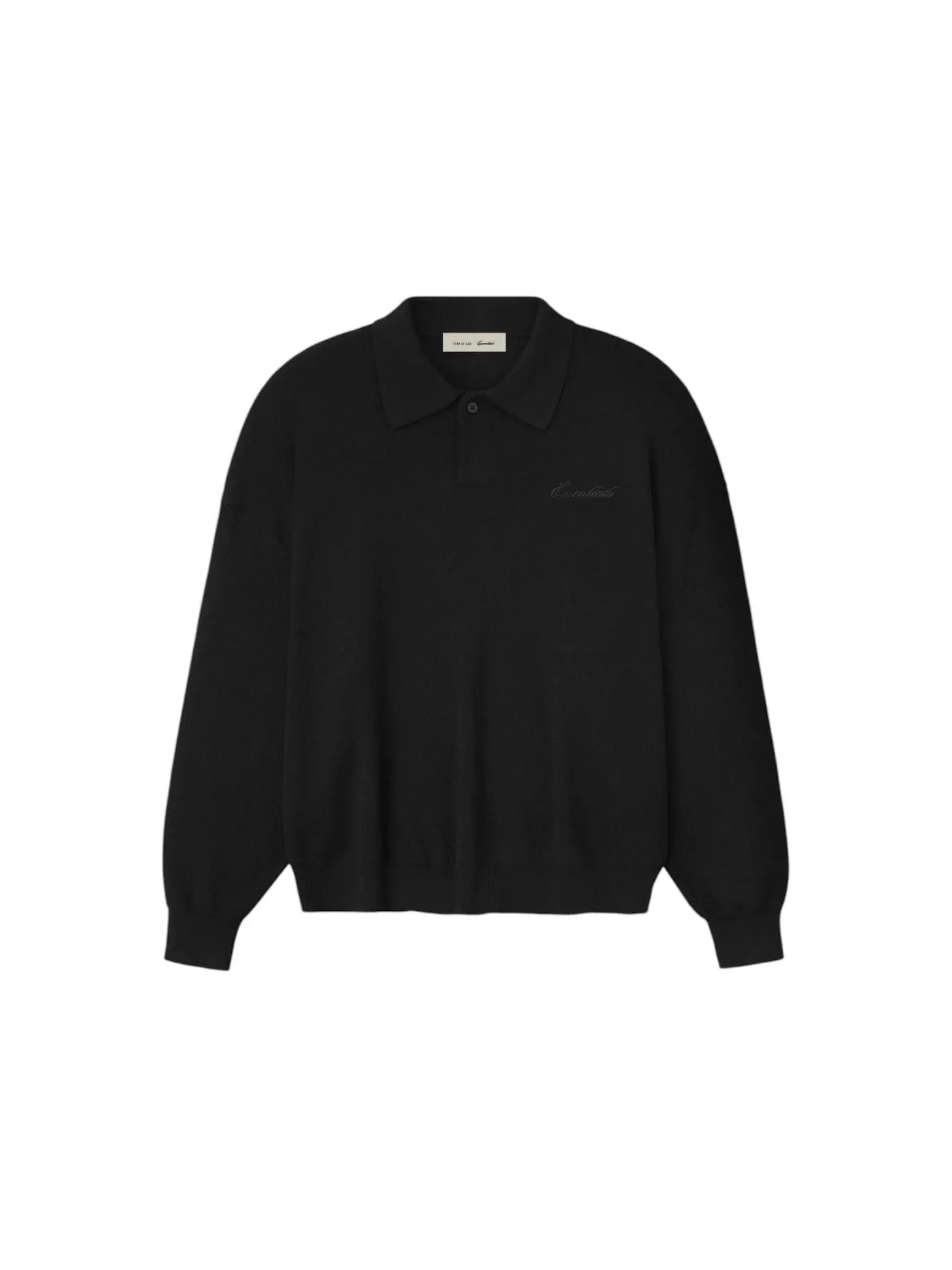 Мужское поло из трикотажа Essentials Signature 90's Knit Polo Fear of God — изображение 1 из 2, винтажный черный