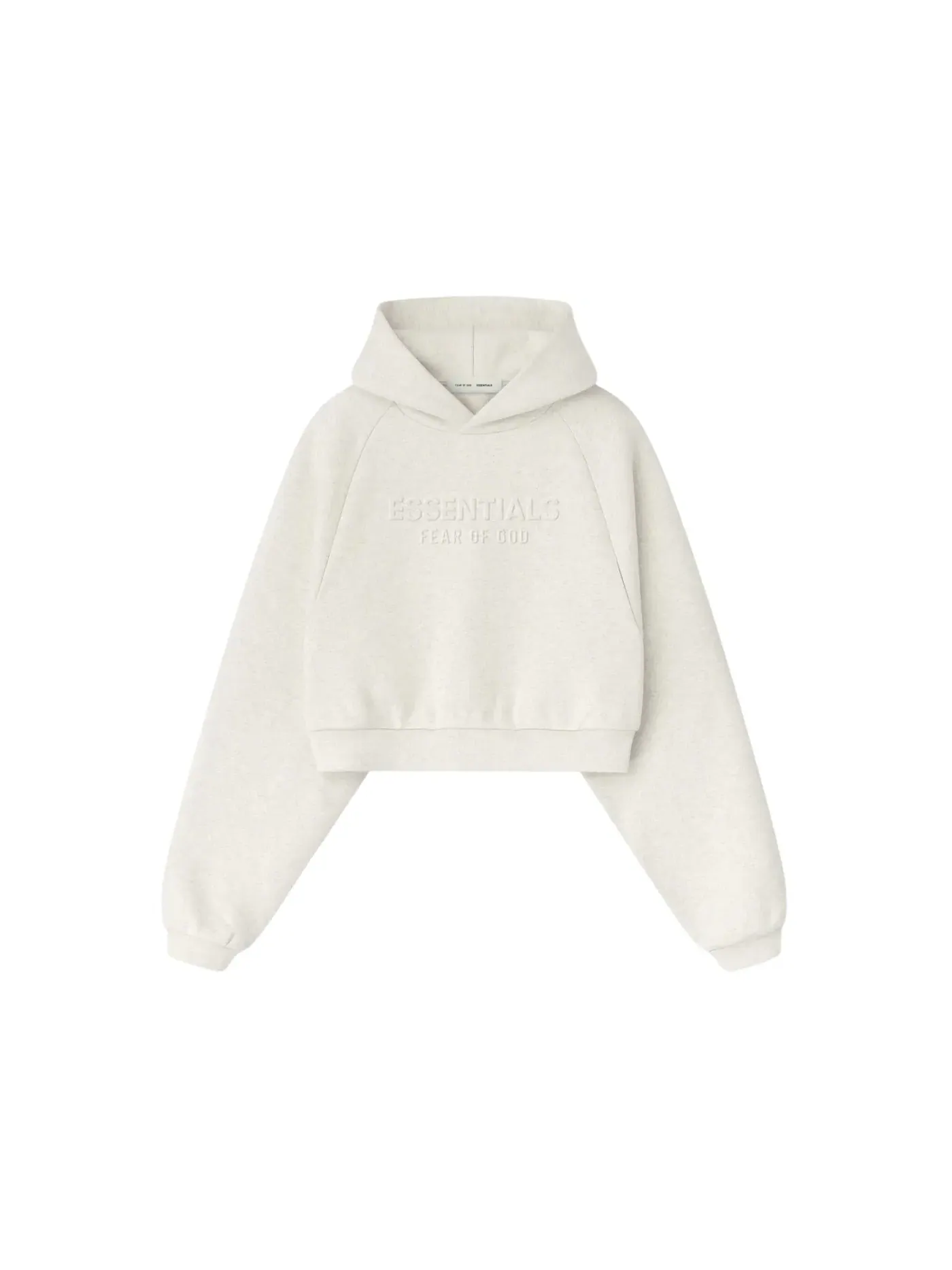 Женский худи с длинным рукавом Fear of God Essentials Embossed 90's Raglan Hoodie — изображение 1 из 2, овсяный
