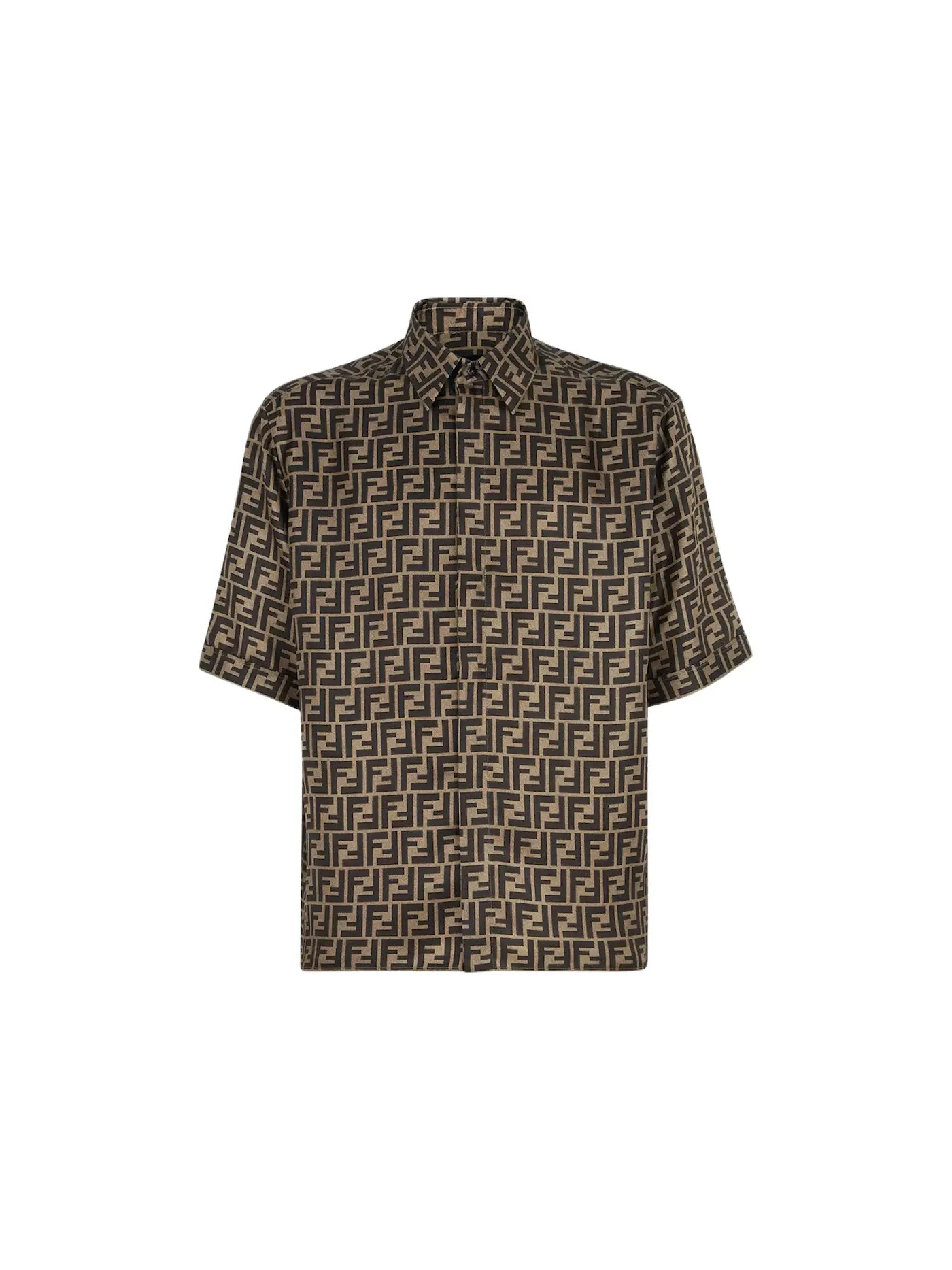 Мужская рубашка с принтом Shirt Fendi — изображение 1 из 2, коричневый