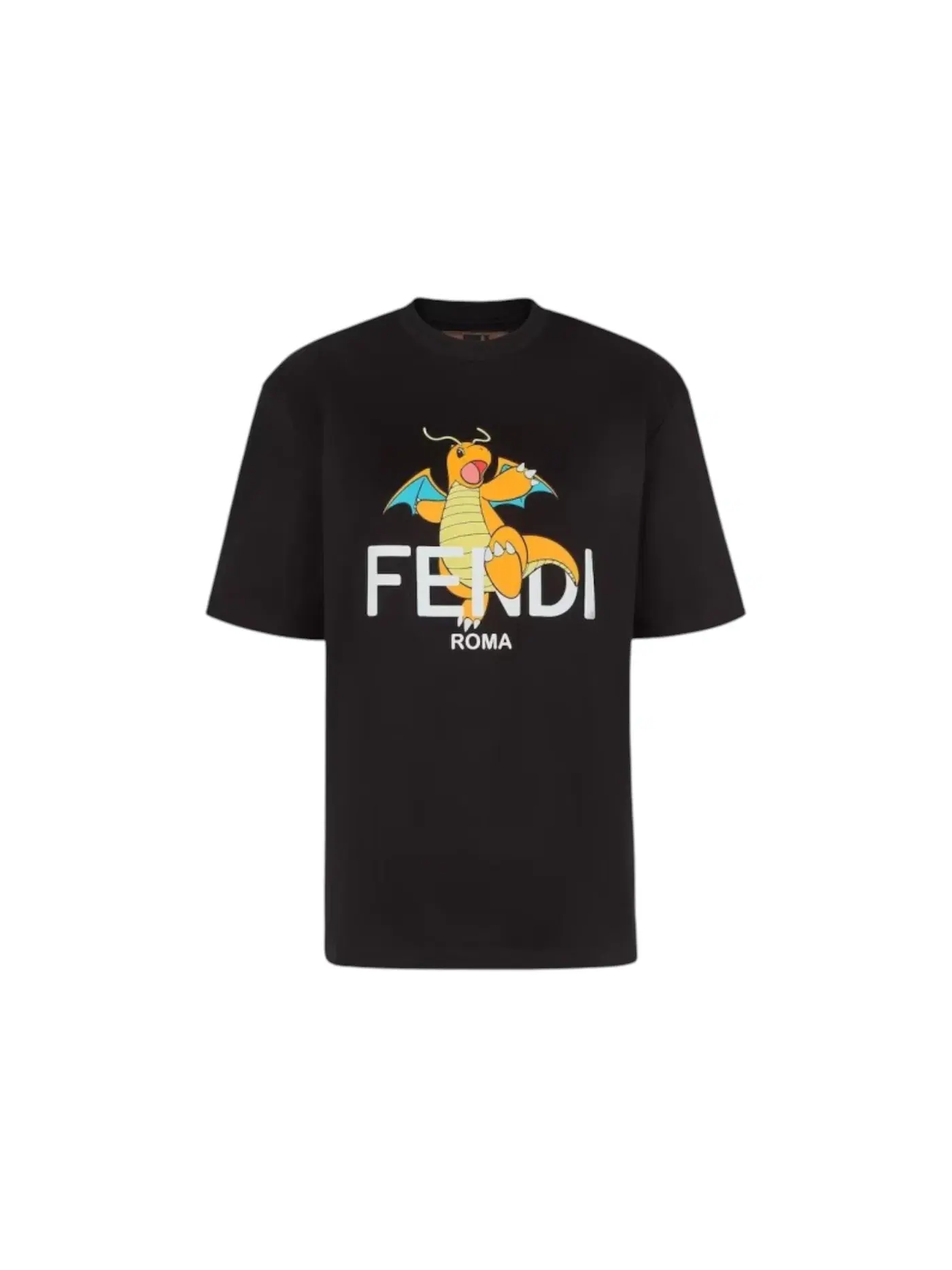 Женская футболка с принтом Fendi x Fragment x Pokemon Dragonite Fendi — изображение 1 из 2, черный