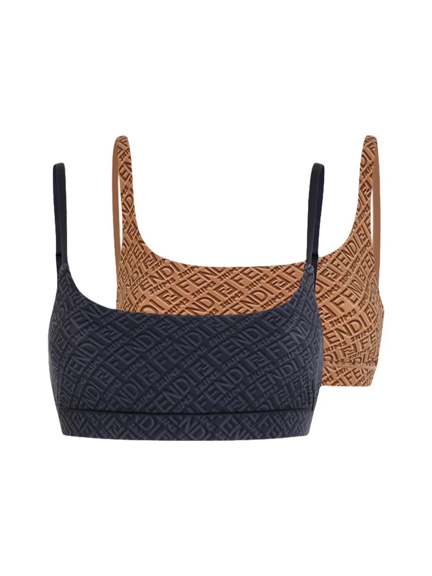 Женский бралетт с вырезом лодочкой Fendi x SKIMS Pack of 2 Bralette — изображение 1 из 2, черный