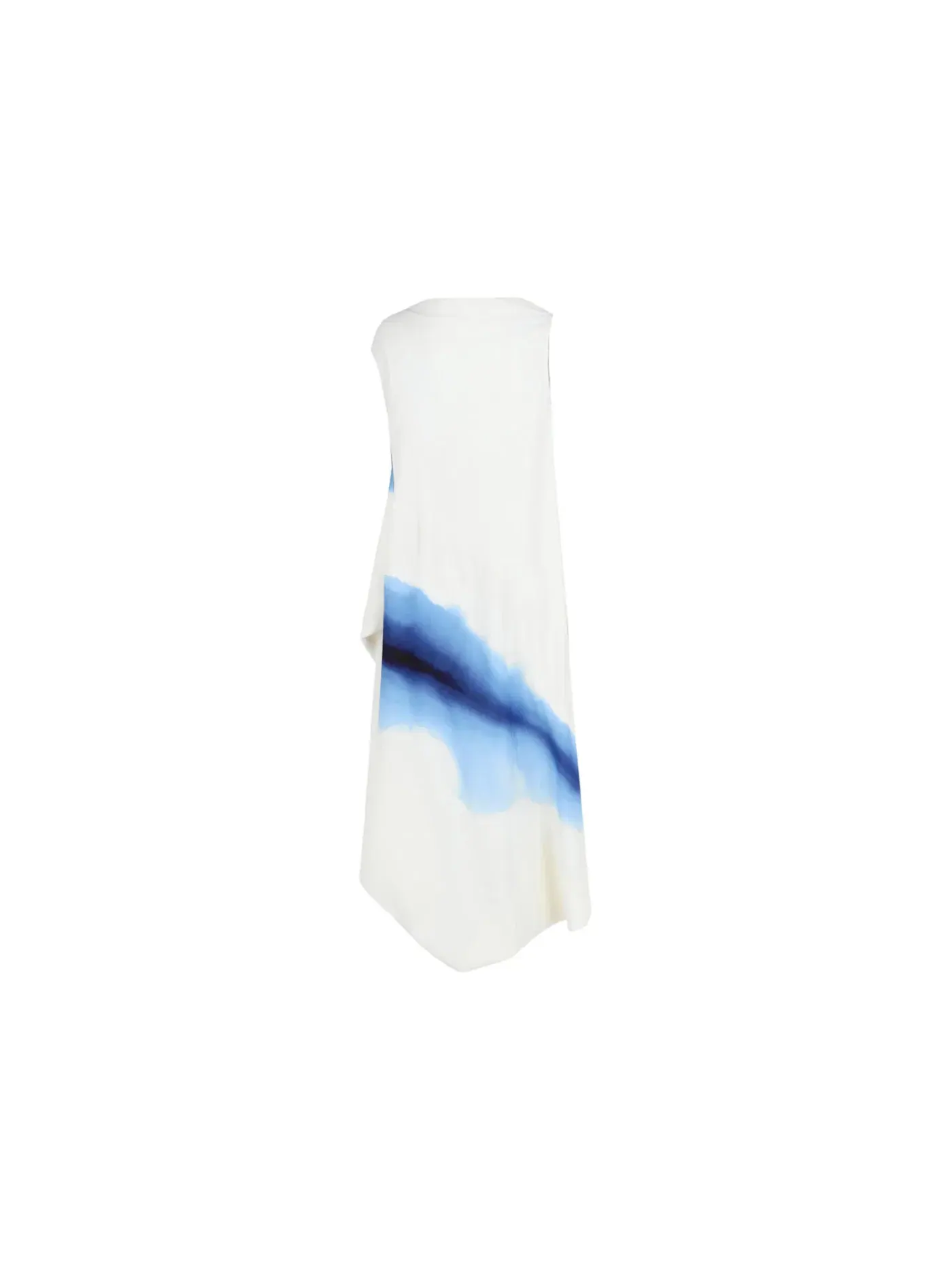 Женское платье с принтом Ferragamo Degrade-Print Draped High-Low Dress — изображение 2 из 3, синий