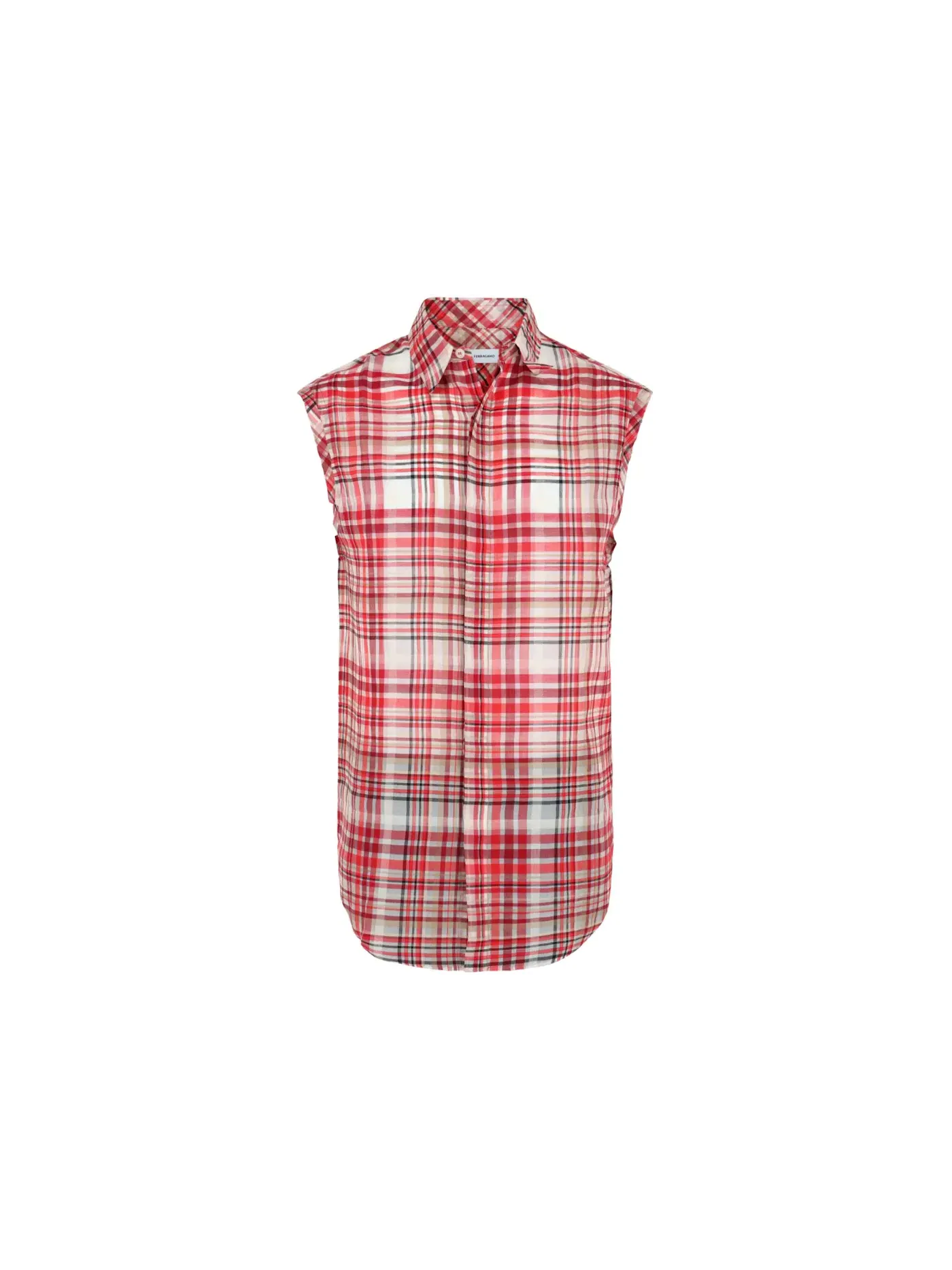 Мужская безрукавная рубашка с принтом Plaid Print Ferragamo — изображение 1 из 3, красный белый