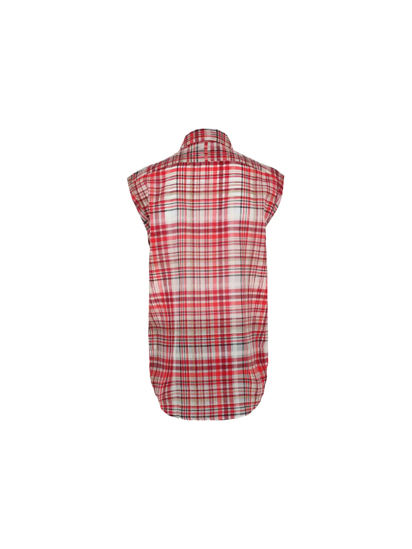 Мужская безрукавная рубашка с принтом Plaid Print Ferragamo — изображение 2 из 3, красный белый