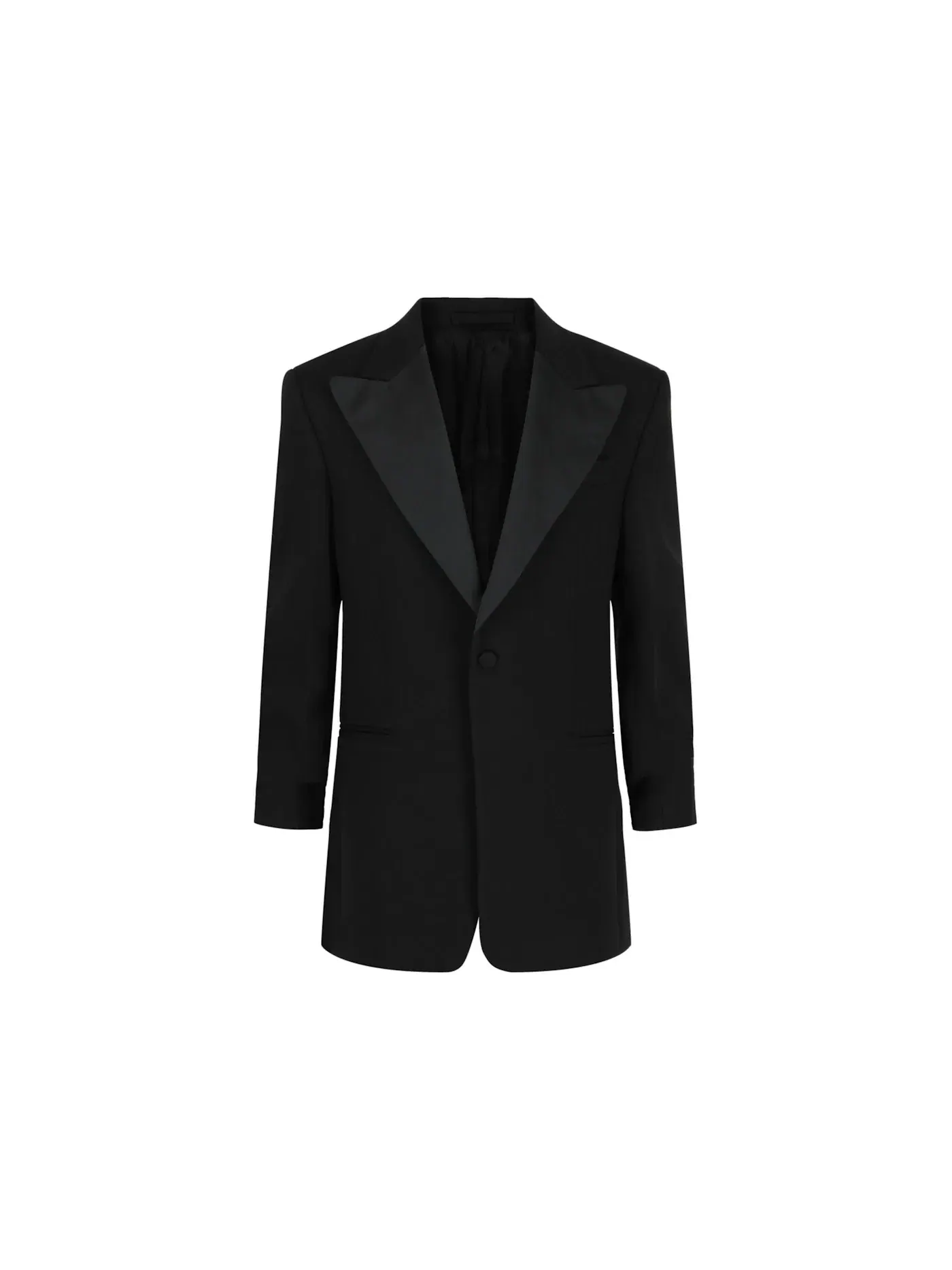 Мужской пиджак с пиковым лацканом из шелка Blazer Ferragamo — изображение 1 из 3, черный