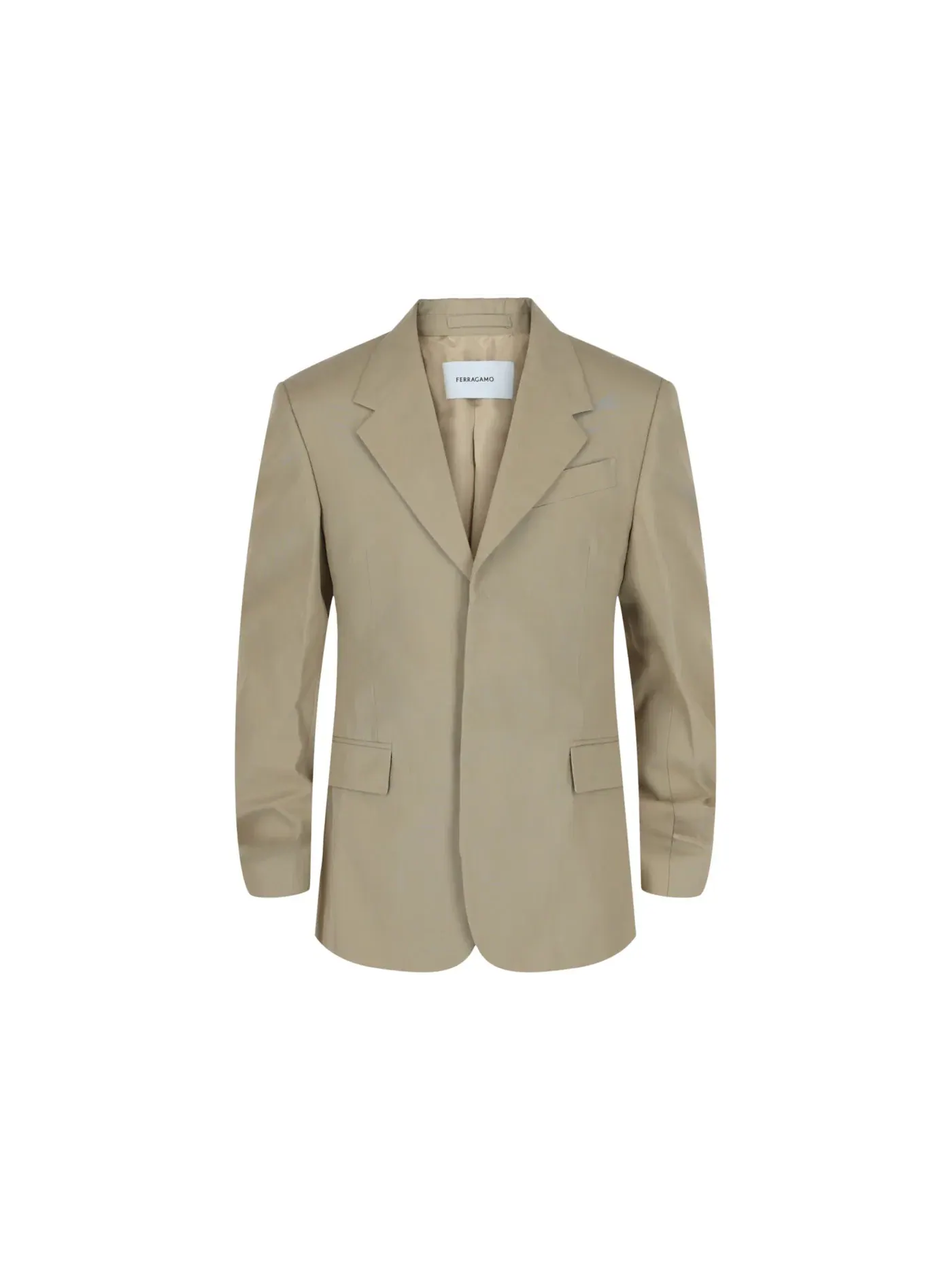 Мужской пиджак однобортный Blazer Ferragamo — изображение 1 из 3, бежевый