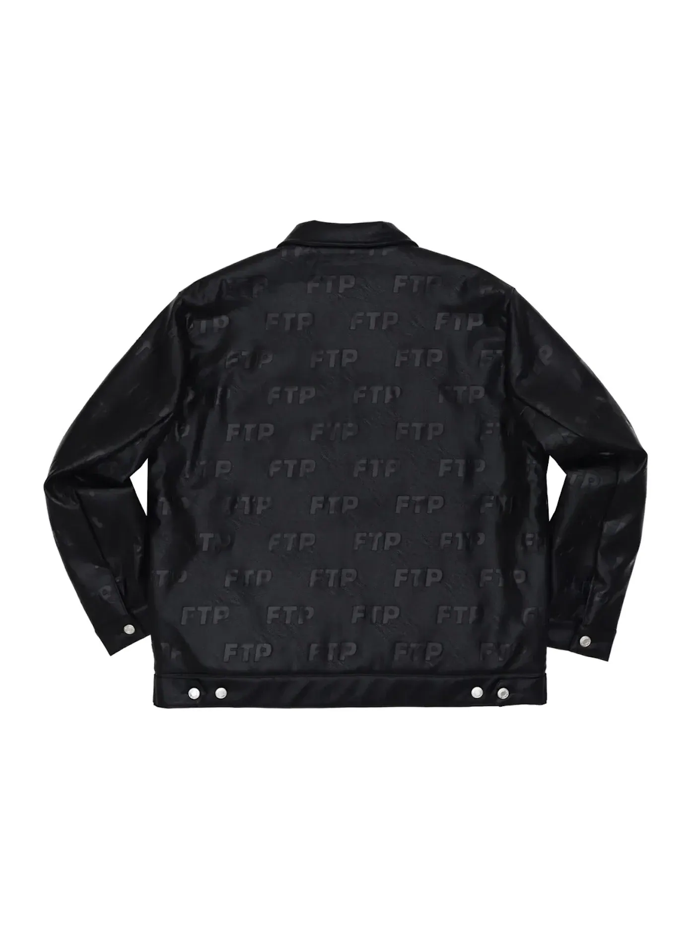 Мужская куртка из искусственной кожи с принтом FTP Allover Faux Leather Jacket — изображение 2 из 2, черный