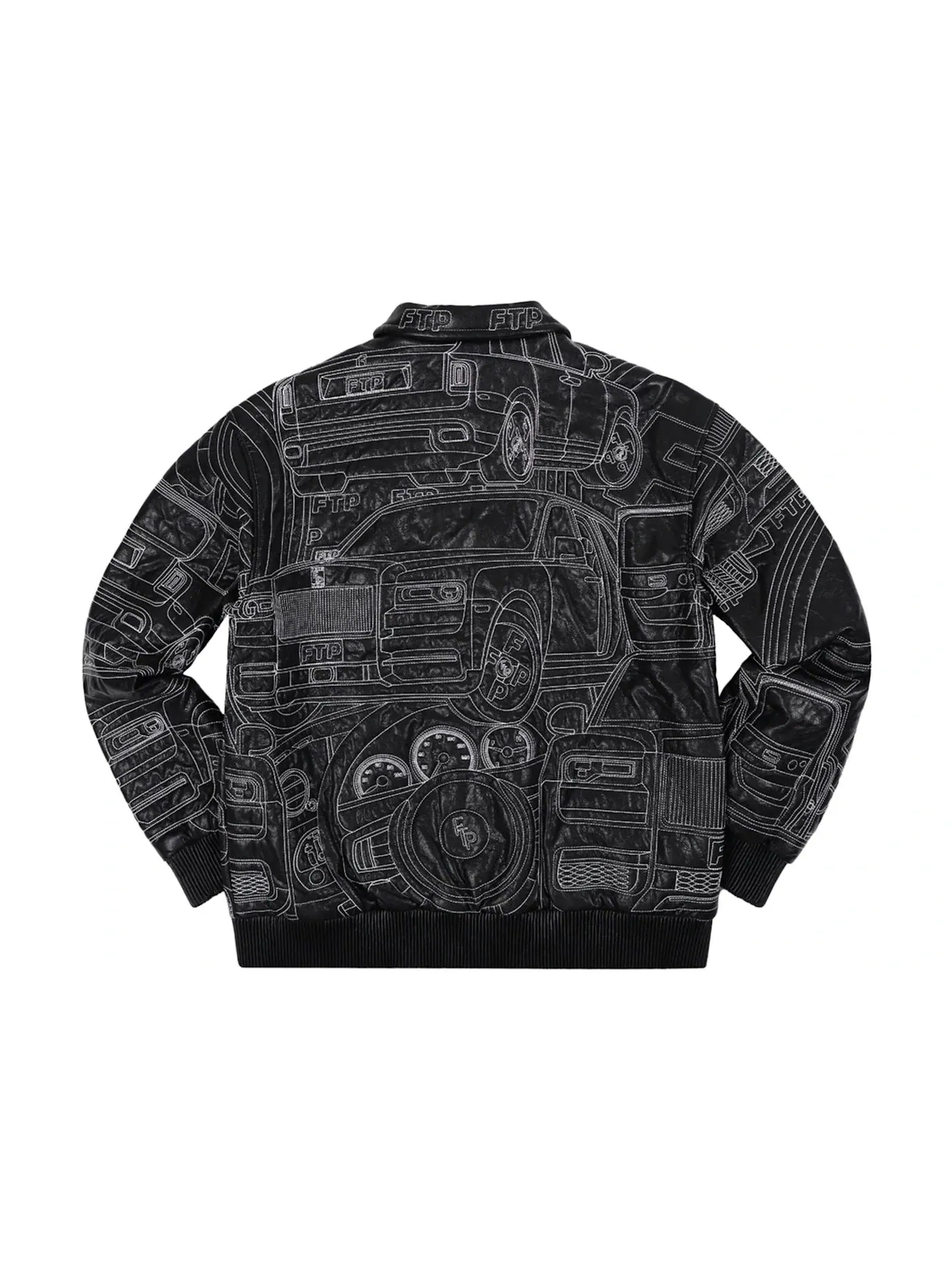 Мужская куртка из кожи с принтом FTP Big Body Leather Jacket — изображение 2 из 2, черный
