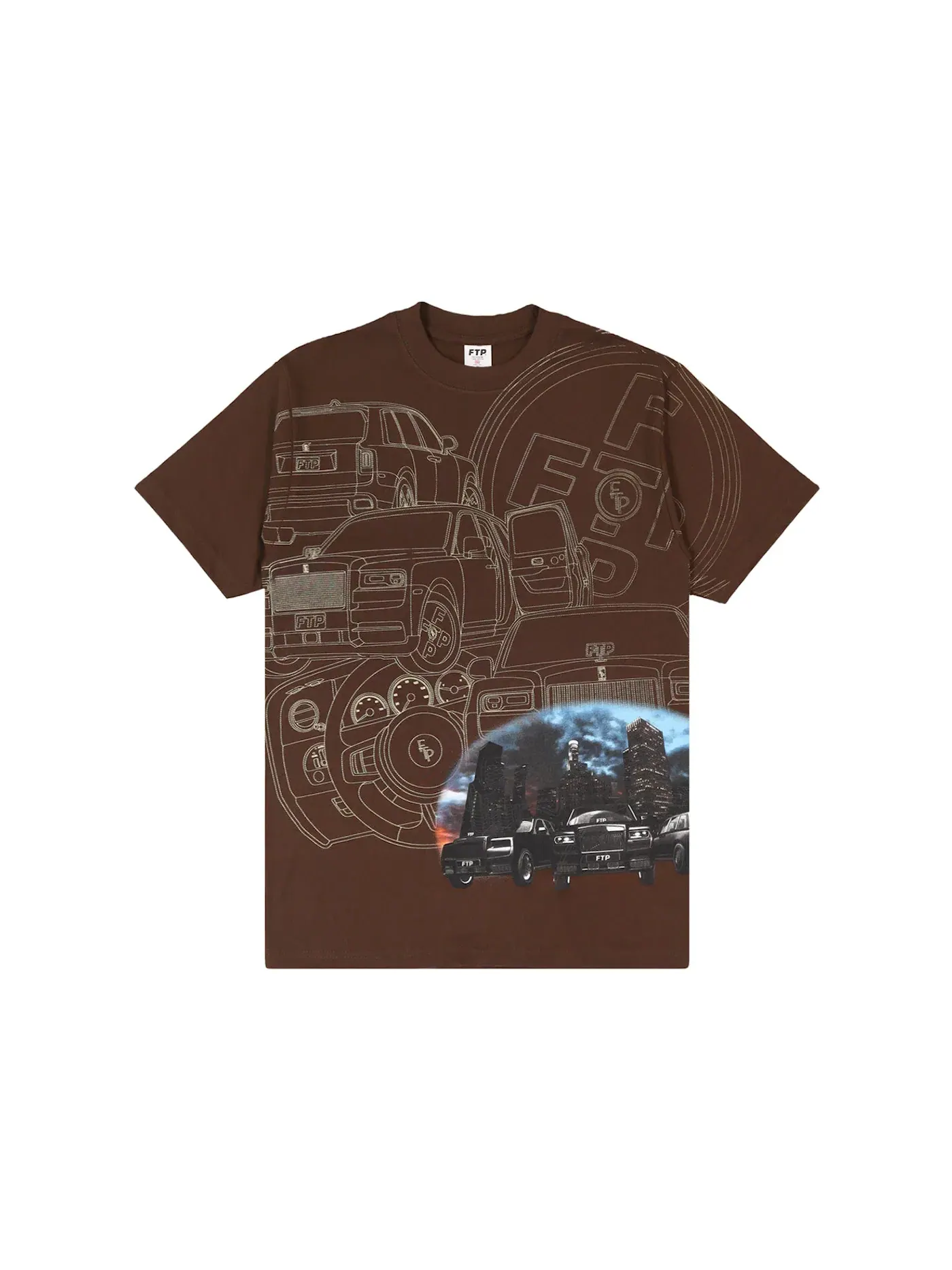 Мужская футболка с принтом FTP Tee — изображение 1 из 2, коричневый