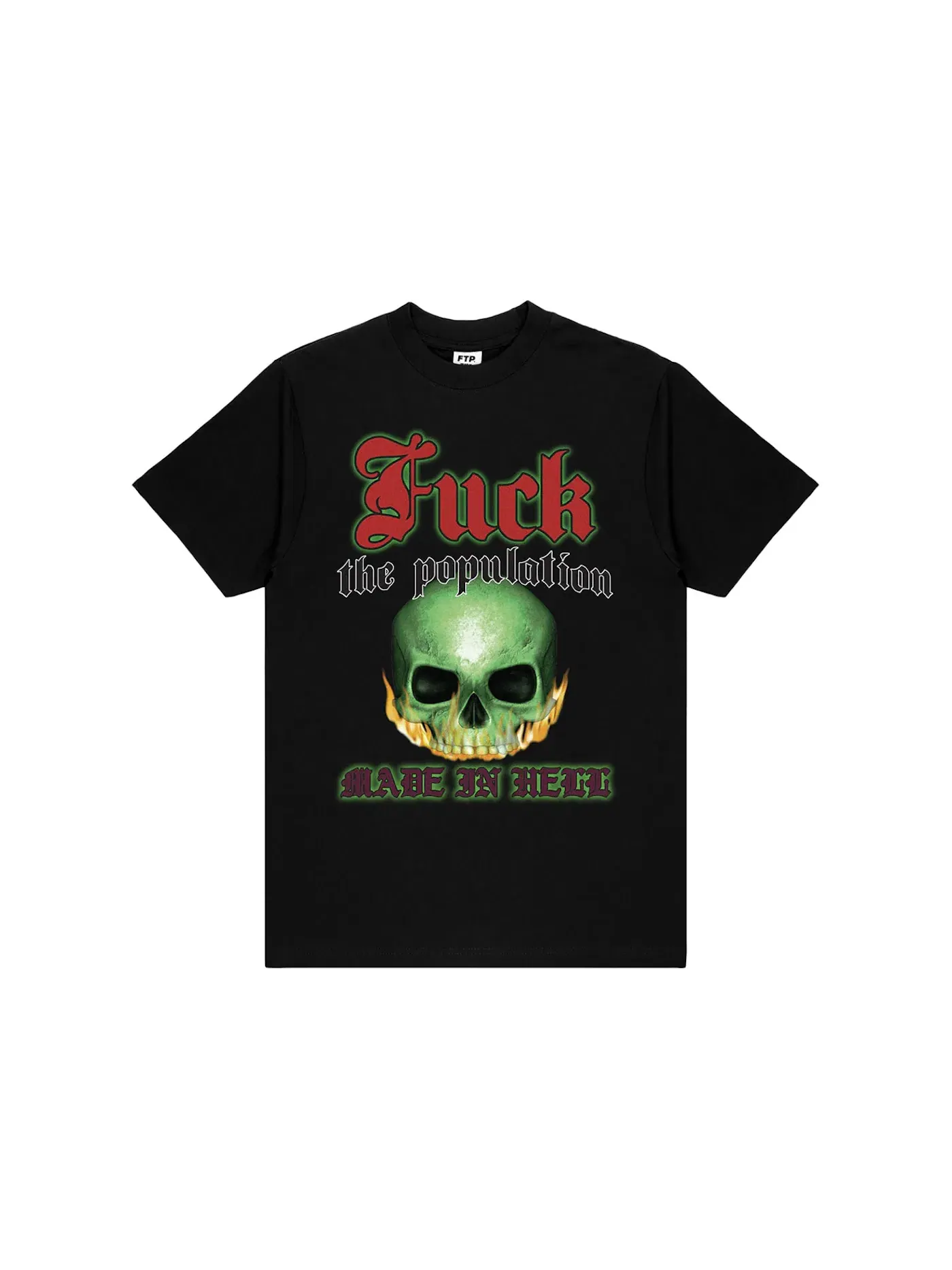 Мужская футболка с принтом Flaming Skull Tee FTP — изображение 1 из 1, черный